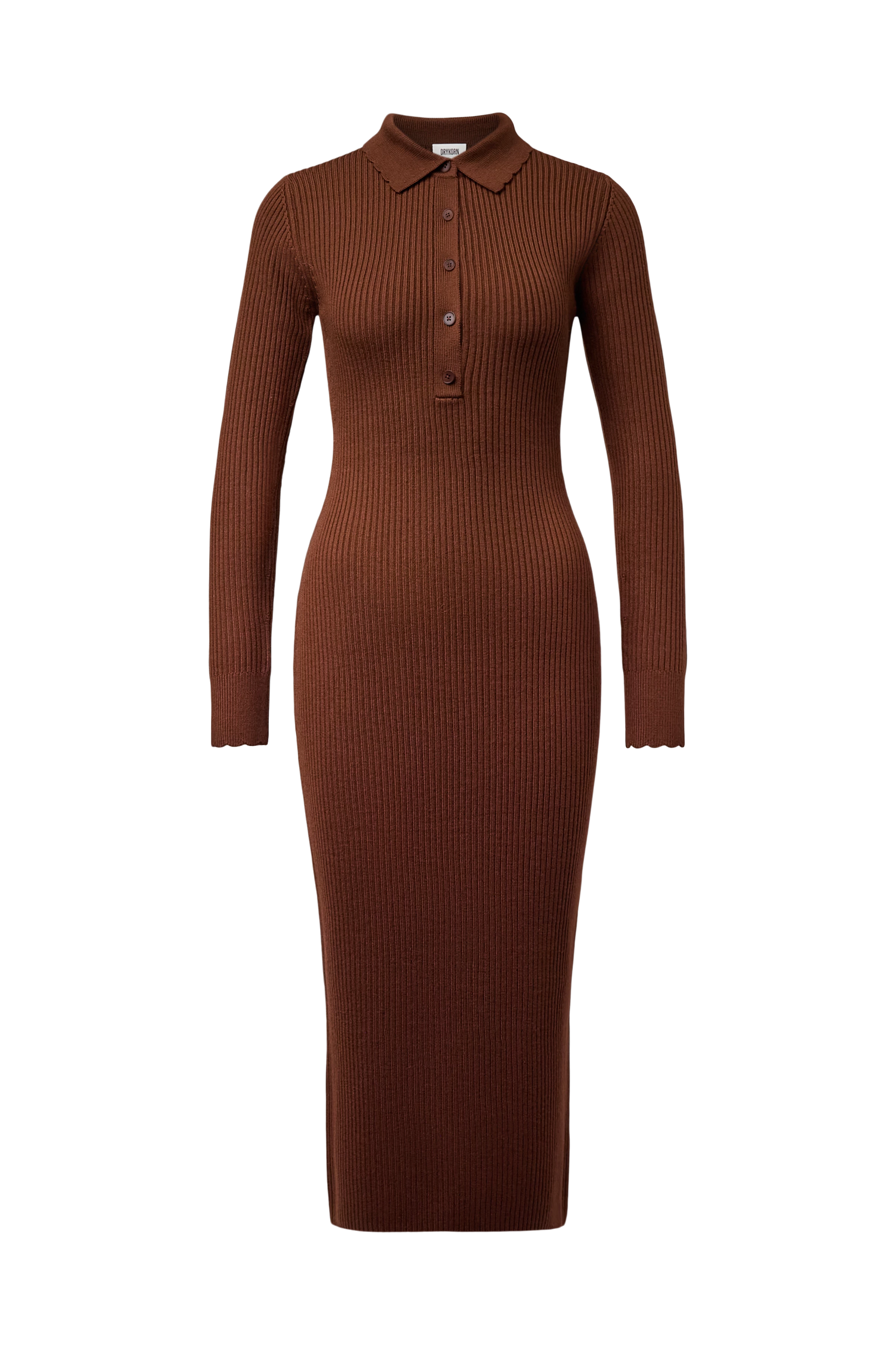 AMARILA - Slim-fit polo-neck knitted dress - women - brown - Freisteller Frontansicht