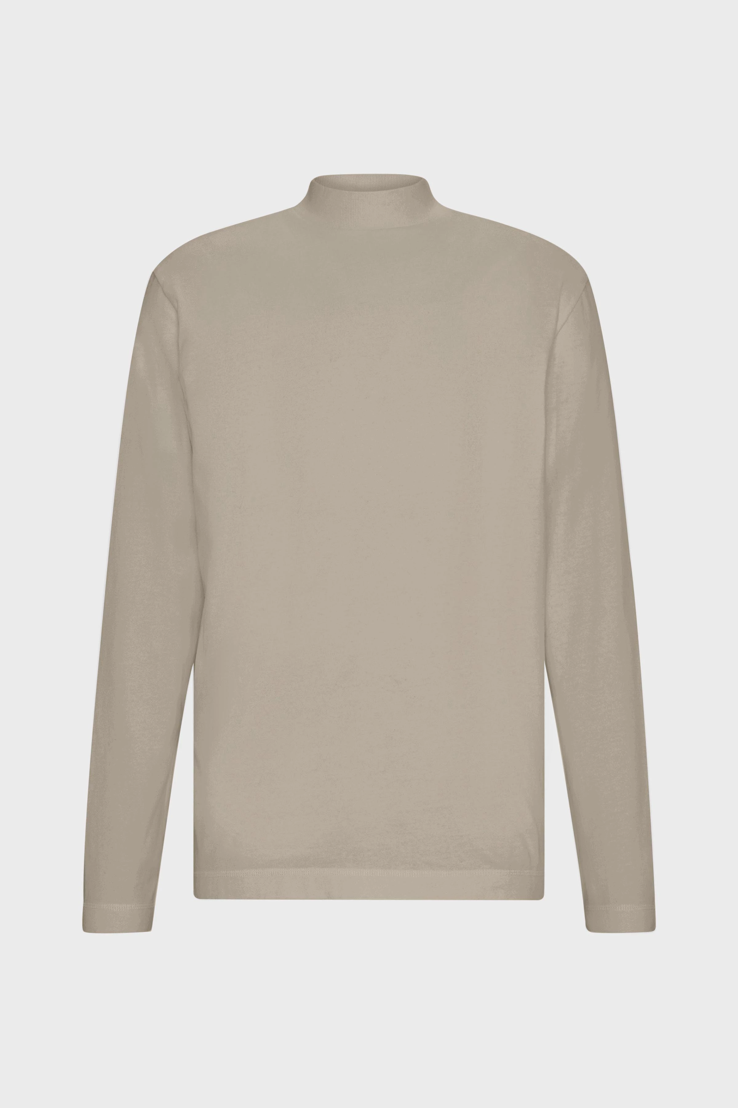 MORITZO - Longsleeve mit Stehkragen in gewaschener Optik - Herren - beige - Freisteller Frontansicht