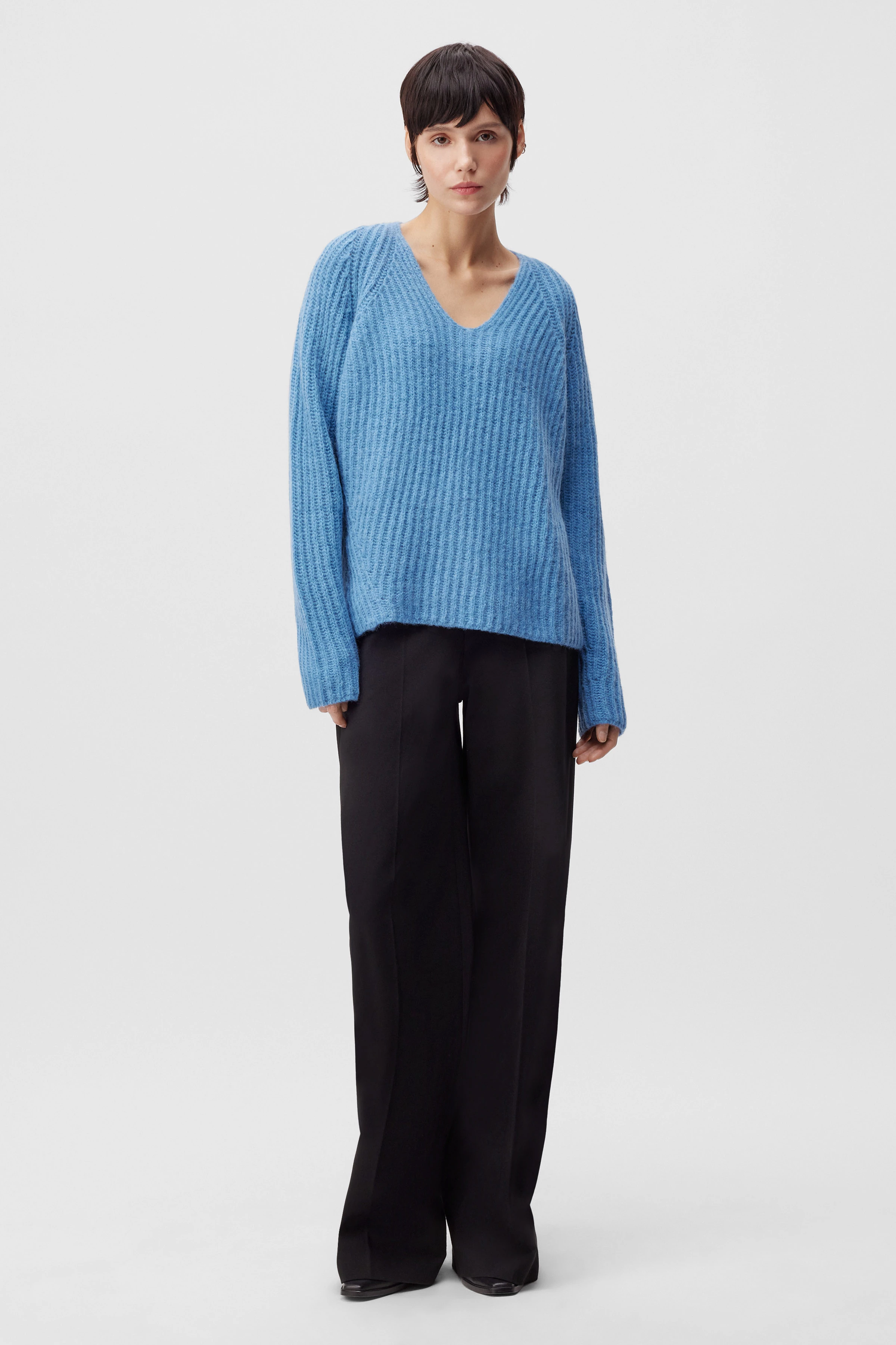 LYNETTE - Pullover aus Alpaka-Mix - Damen - blau - Ganzkörper-Frontansicht