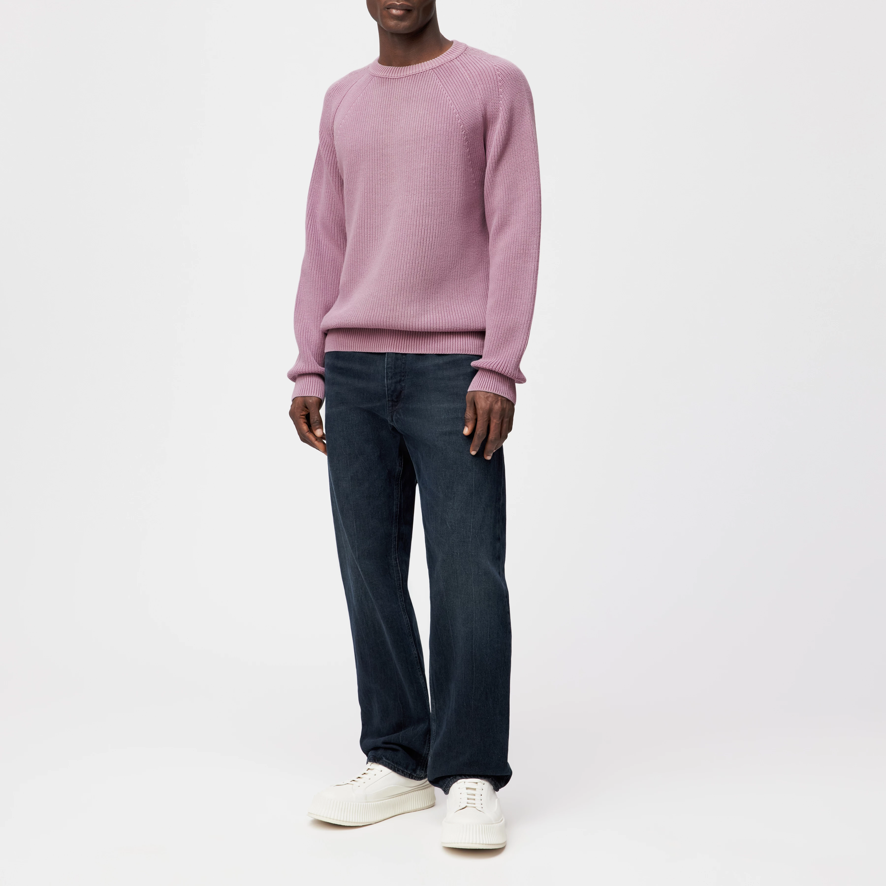 RIPPLEY - Strickpullover in gewaschener Baumwolle - Herren - lila - Ganzkörper-Frontansicht