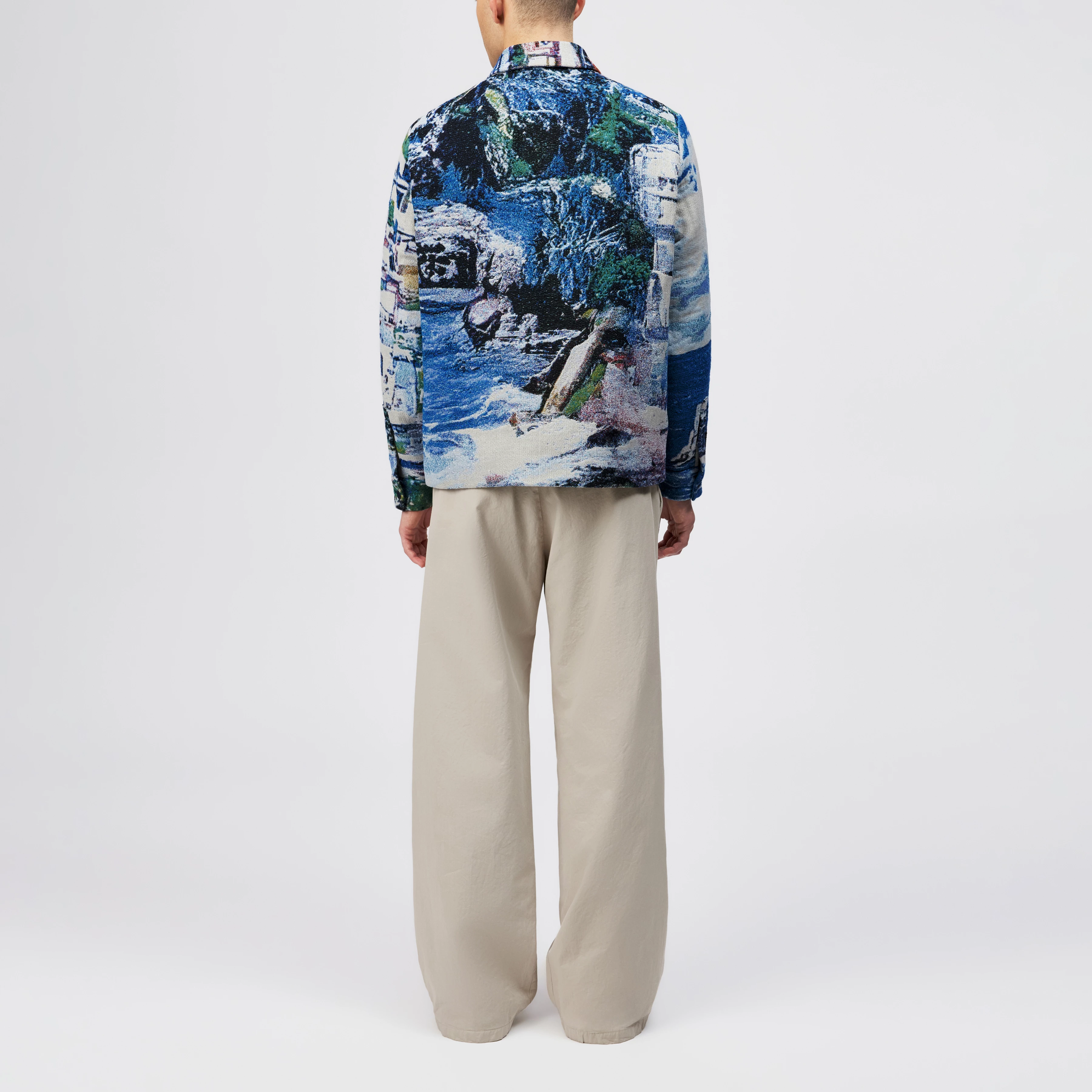 JOTTAR - Jacke mit Umlegekragen in Jacquard - Herren - blau - Rückansicht