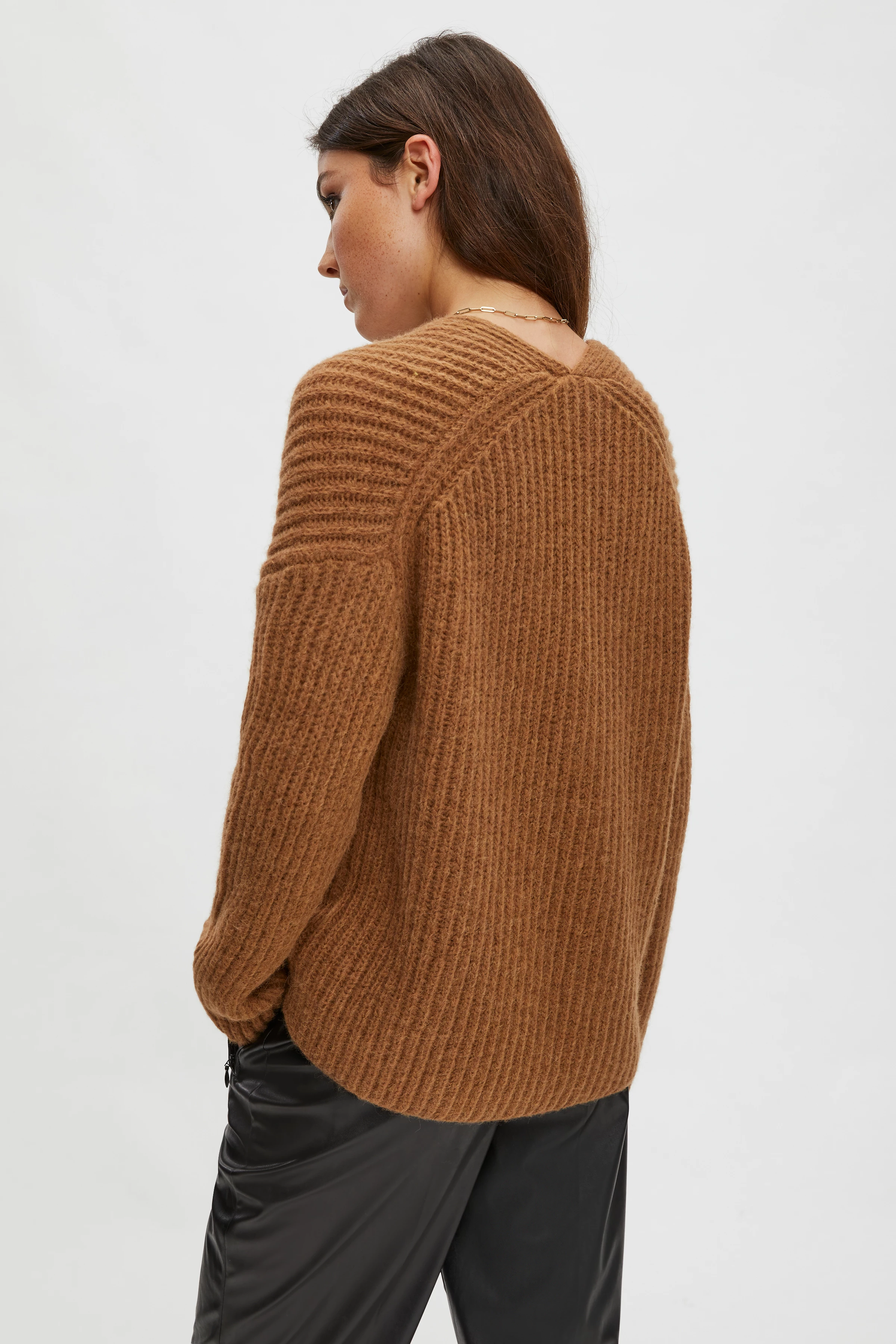 LINNAS - Strickpullover aus Alpaka-Woll-Mix - Damen - braun - Rückansicht