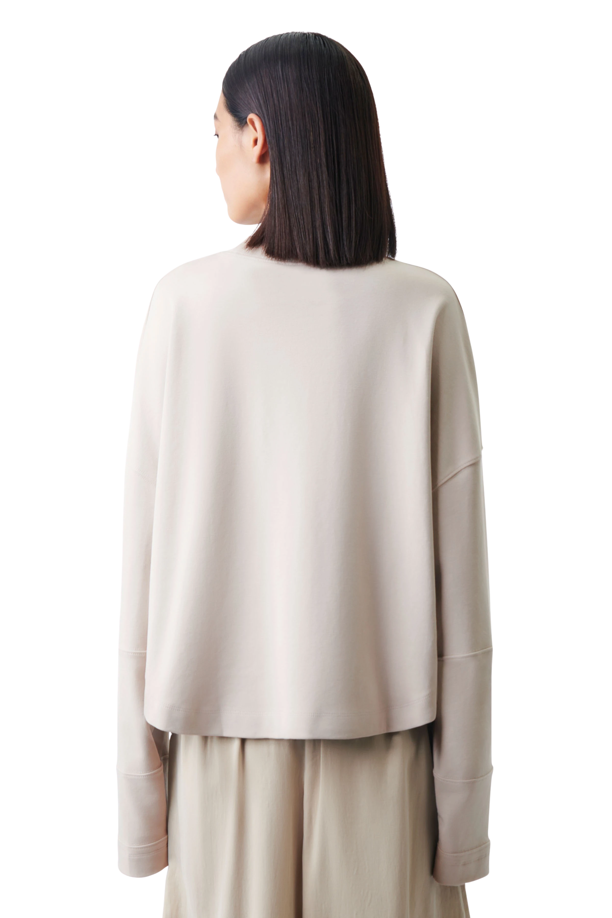 HELIOSE - Oversized Sweatshirt in softer Bio Baumwolle - Damen - beige - Rückansicht