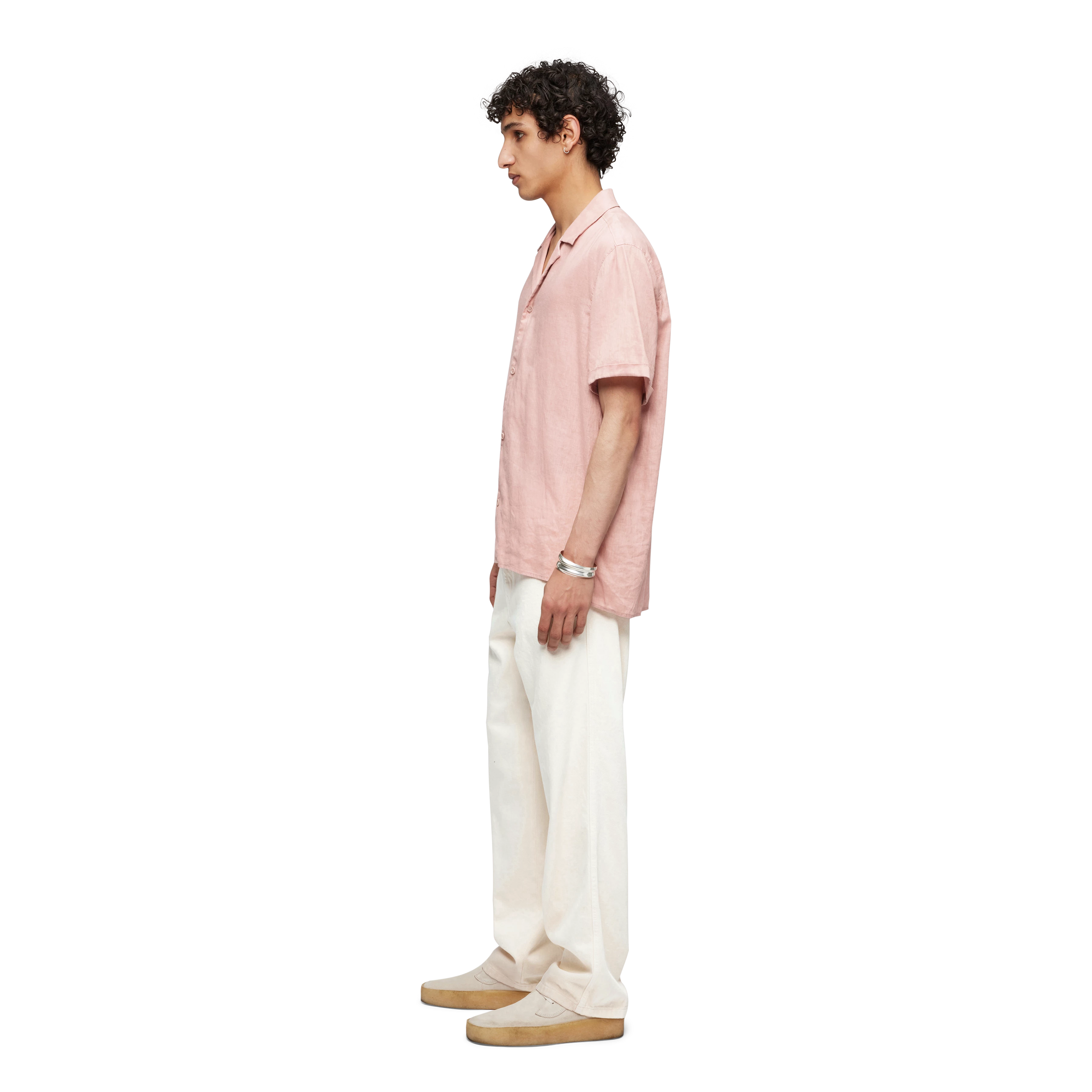 BIJAN_2 - Chemise Casual manches courtes en mélange lin et coton - men - rose - Seitenansicht