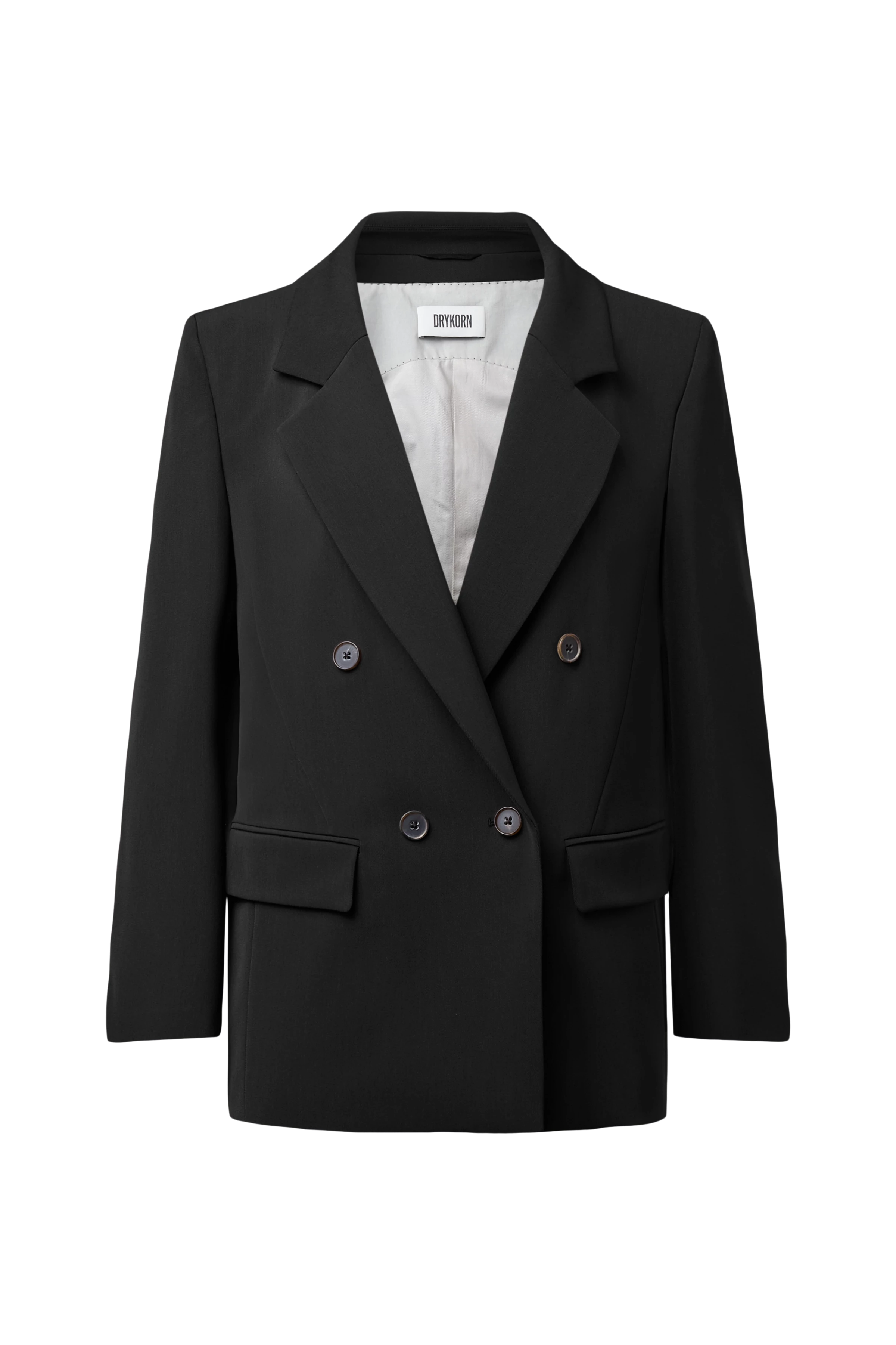 HADLOW - Double-breasted twill blazer with lapels - women - black - Freisteller Frontansicht