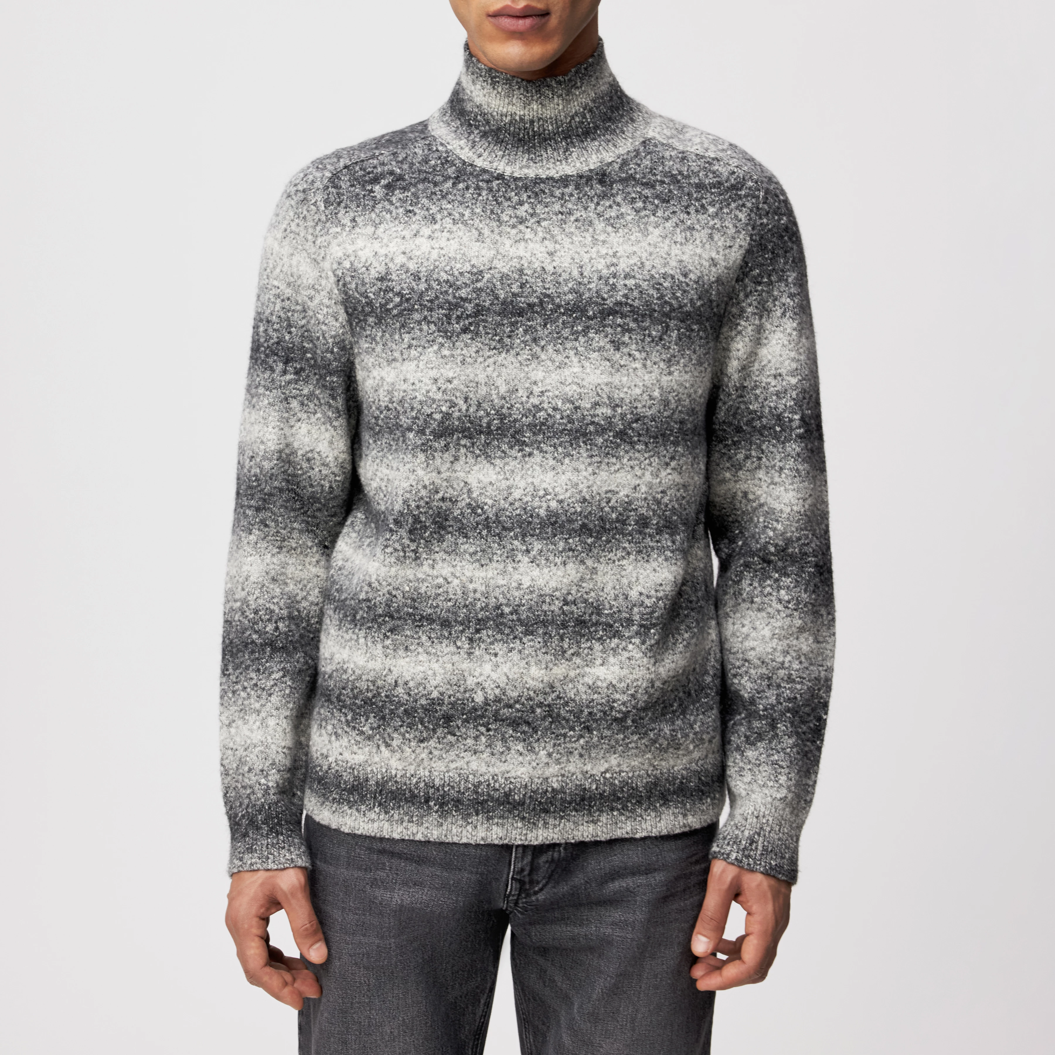 EDDARD - Pullover mit Stehkragen in Baumwoll-Mix - Herren - grau - Frontansicht