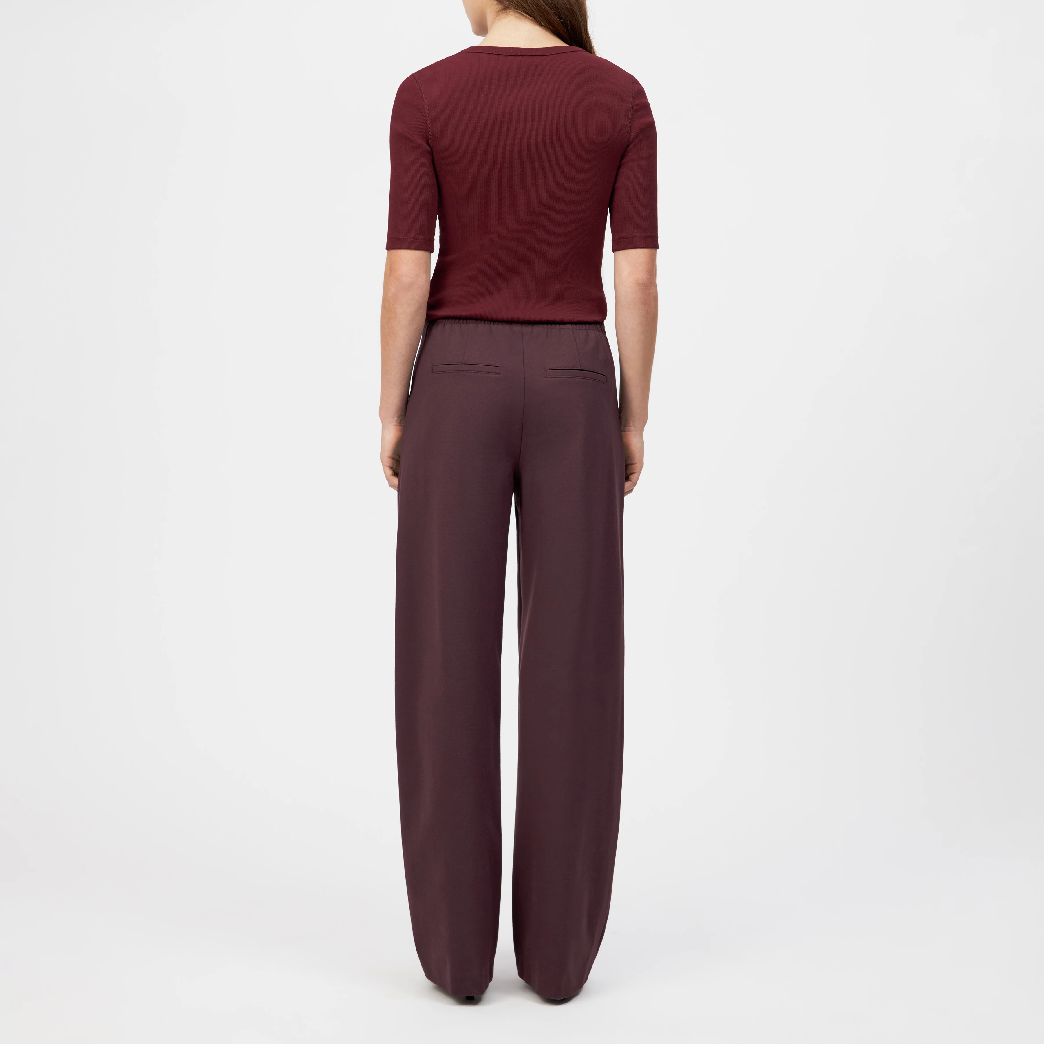 FAE_0 - Hose mit Barrel-Leg in Viskose-Mix - Damen - rot - Rückansicht