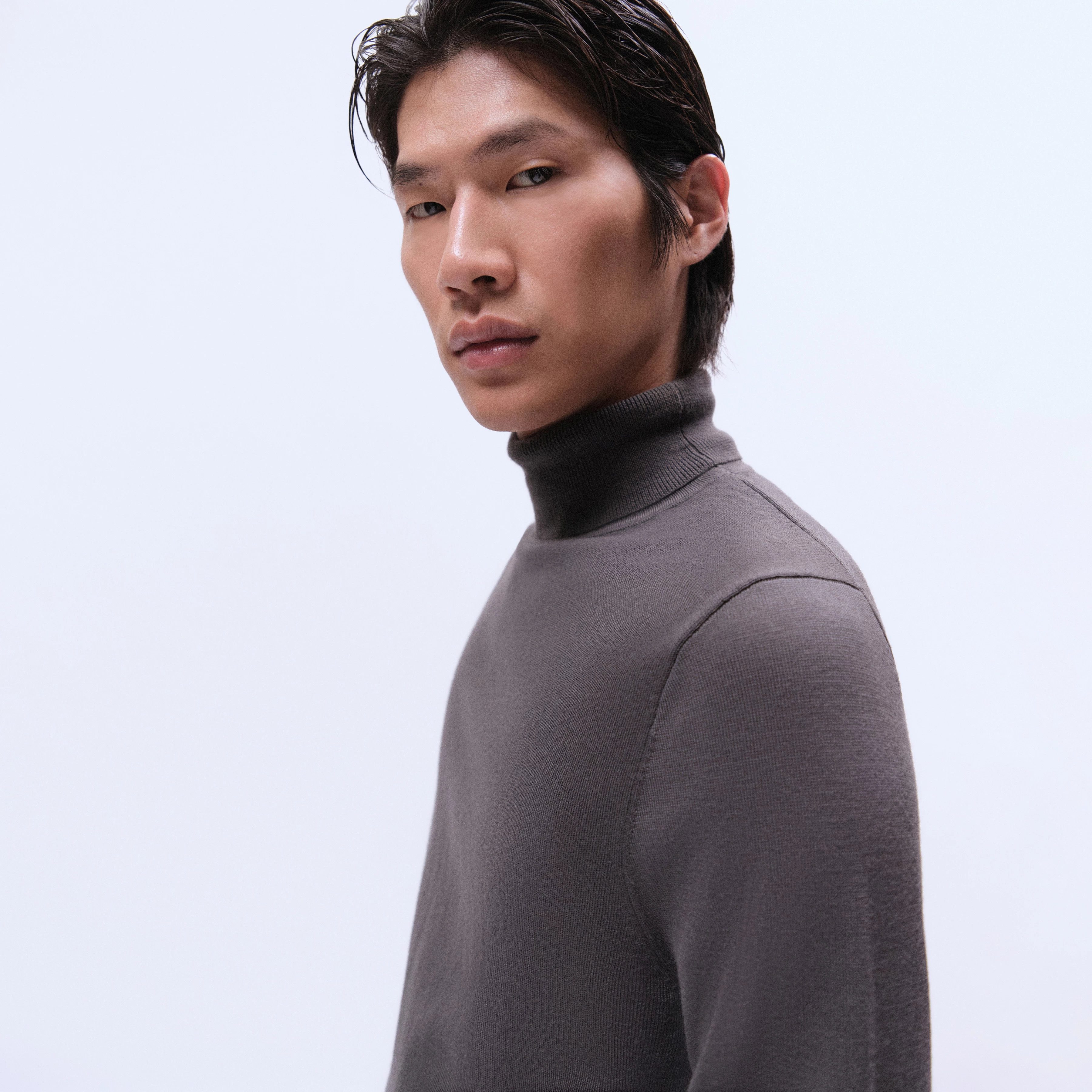 JOEY - Rollkragenpullover in 100% Merinowolle - Herren - grau