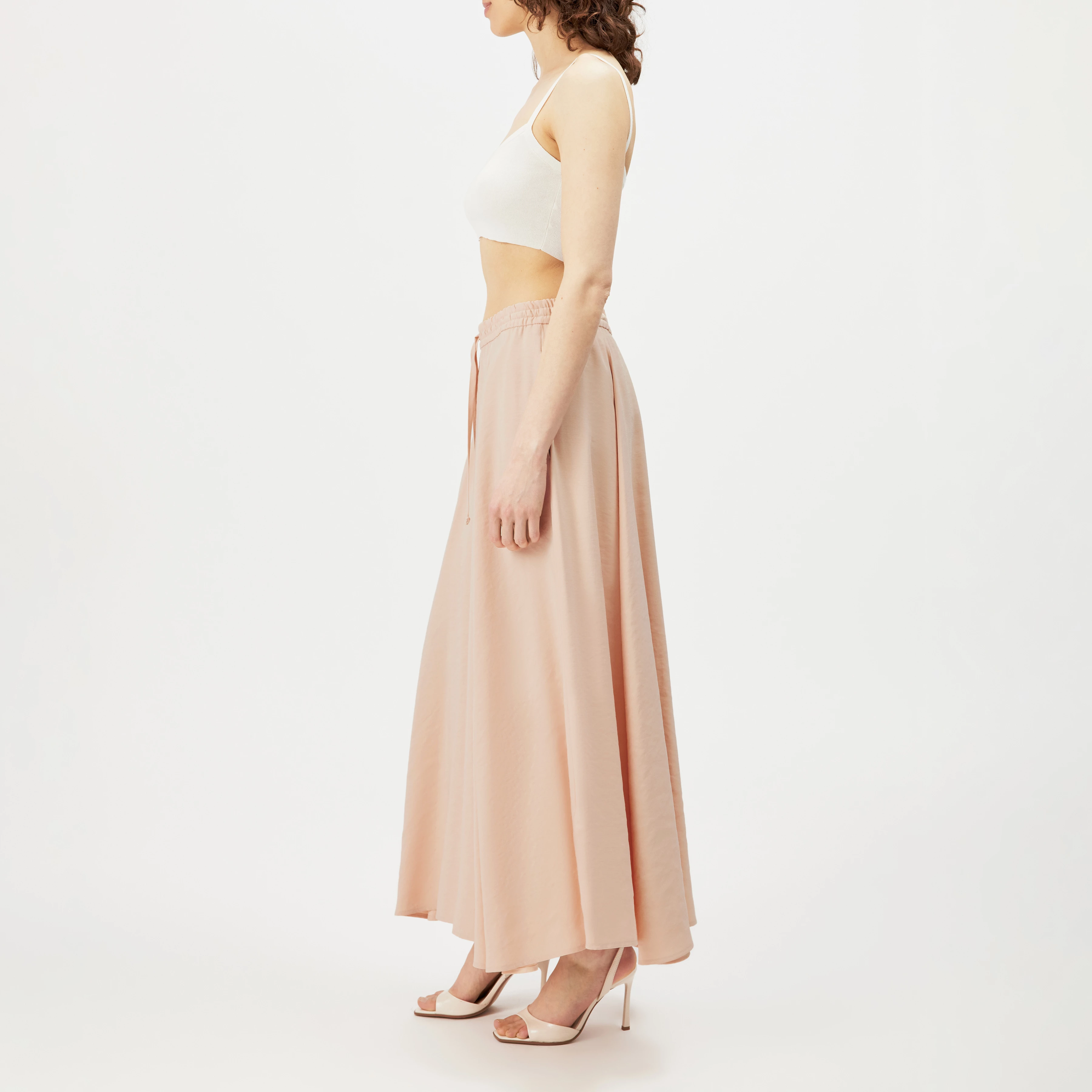 QERIME - Modal twill pleated skirt - women - orange - Seitenansicht