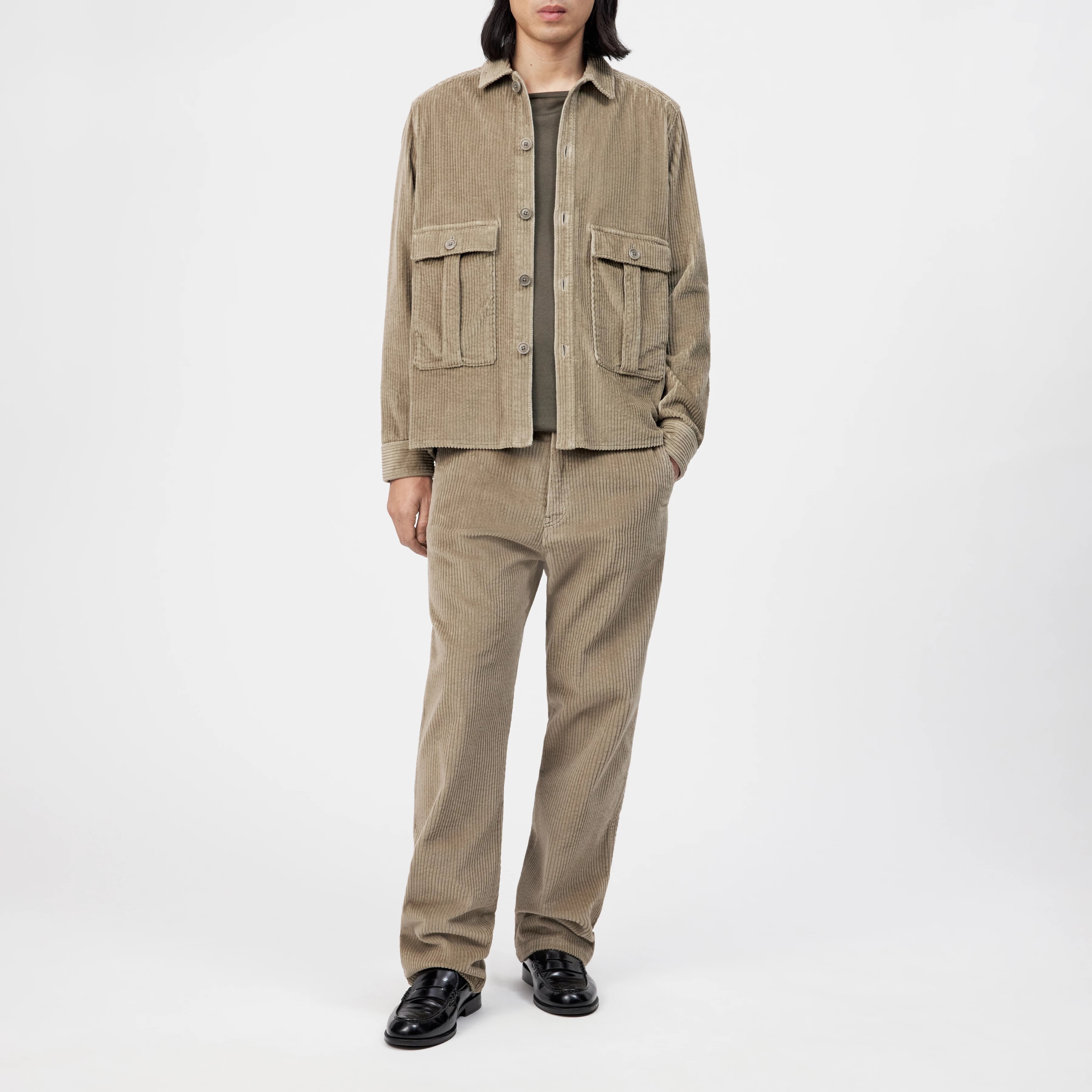 LIEWA - Overshirt in Baumwoll-Breitcord - Herren - beige - Ganzkörper-Frontansicht