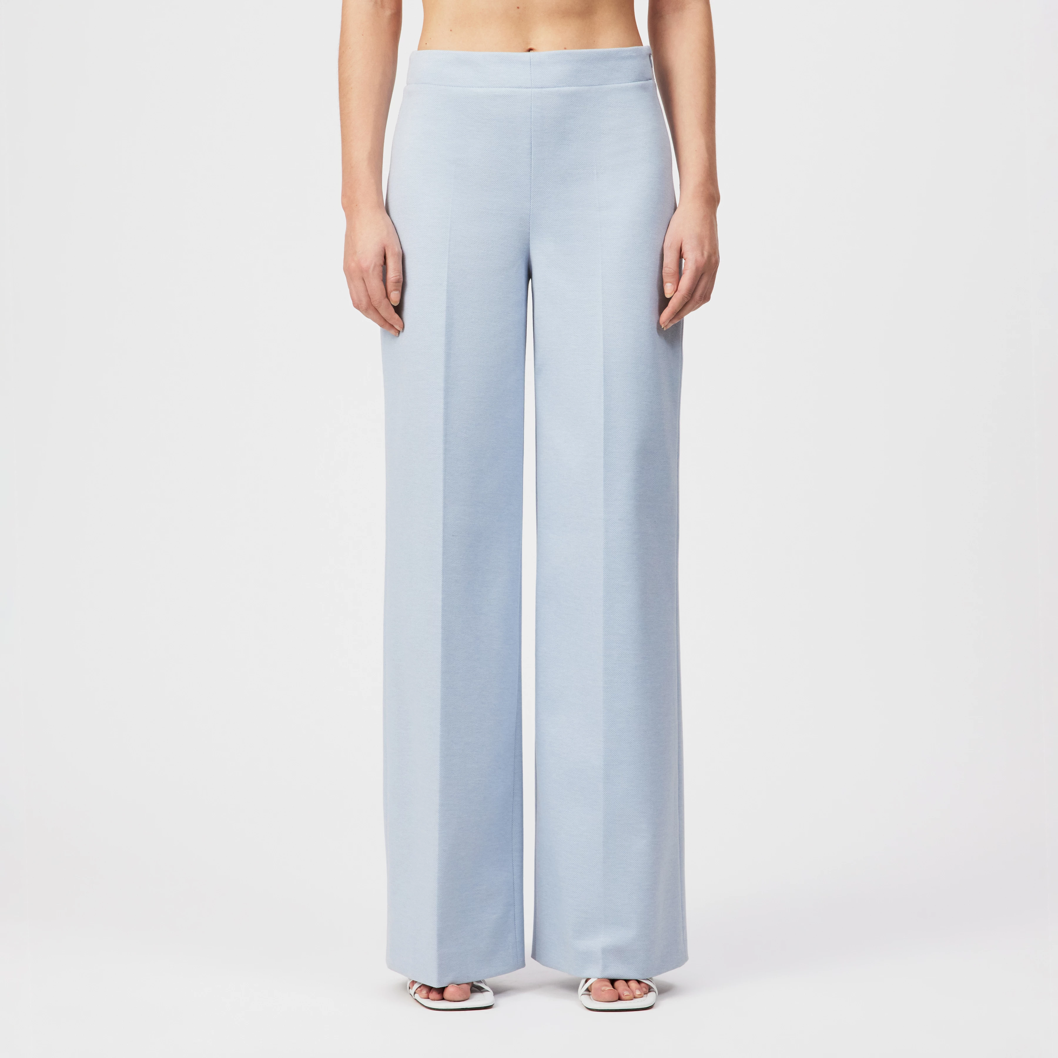 BEFORE - Patterned jersey palazzo trousers - women - blue - Frontansicht