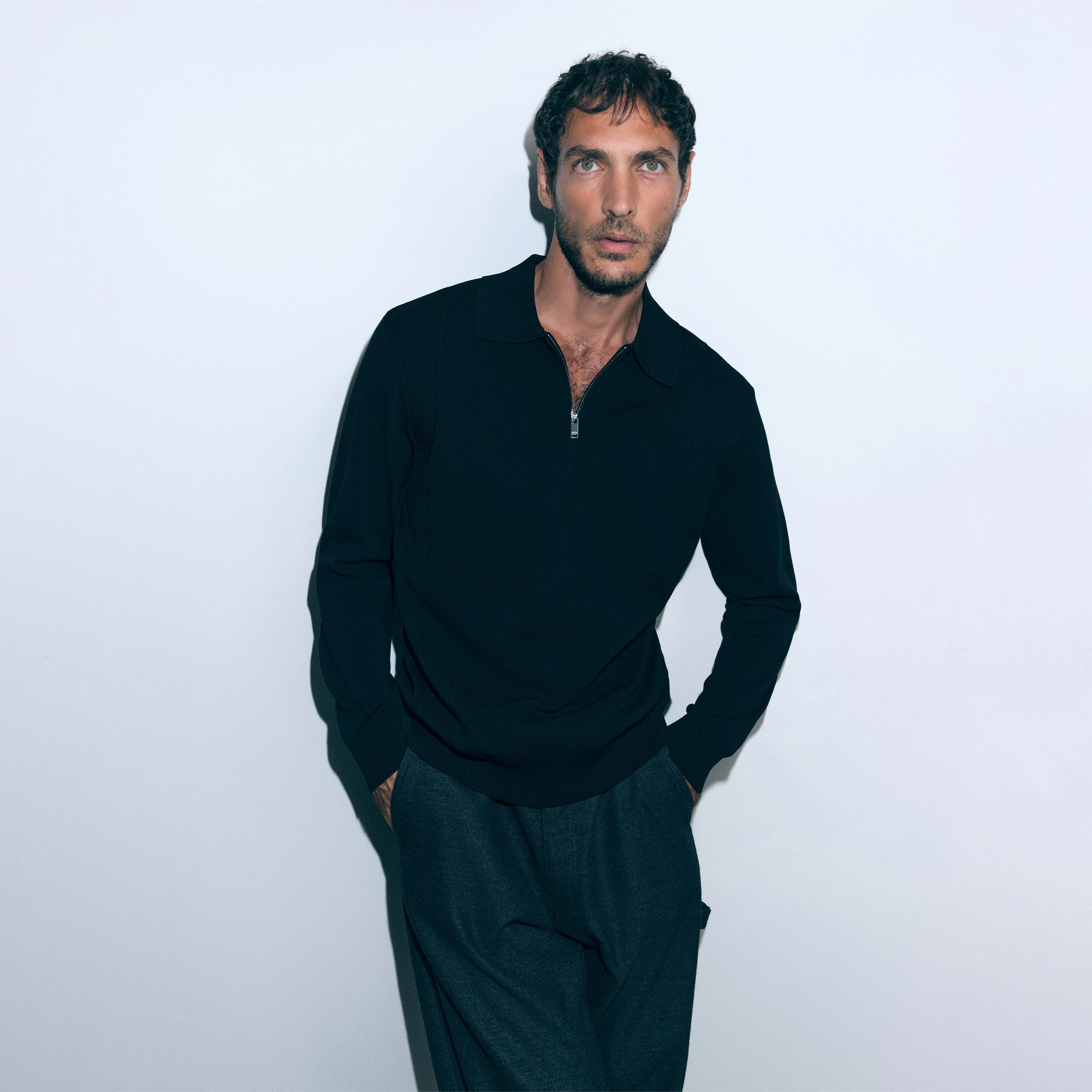 GAVVIN - Pullover mit Zipper in Baumwoll-Mix - Herren - schwarz