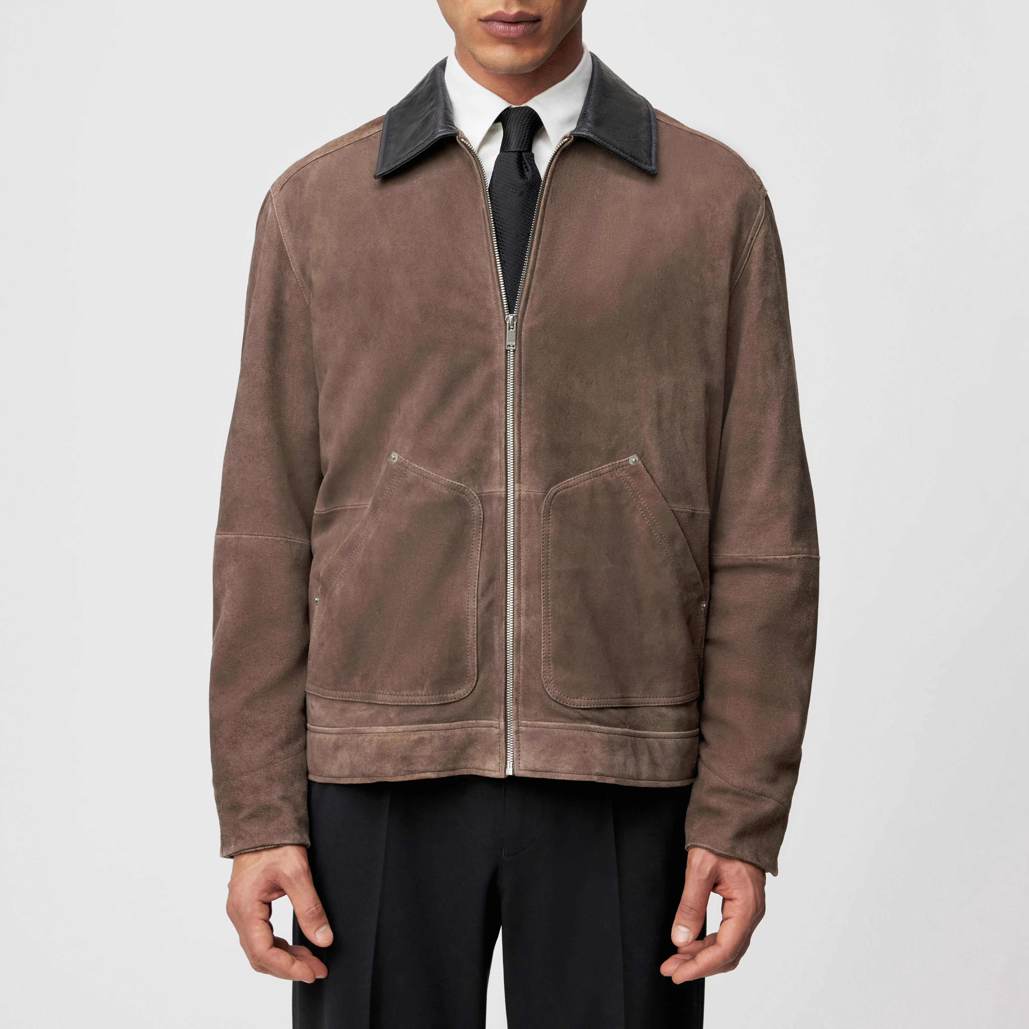 RIKALO_2 - Workwear Jacke in Velours Leder - Herren - braun - Frontansicht