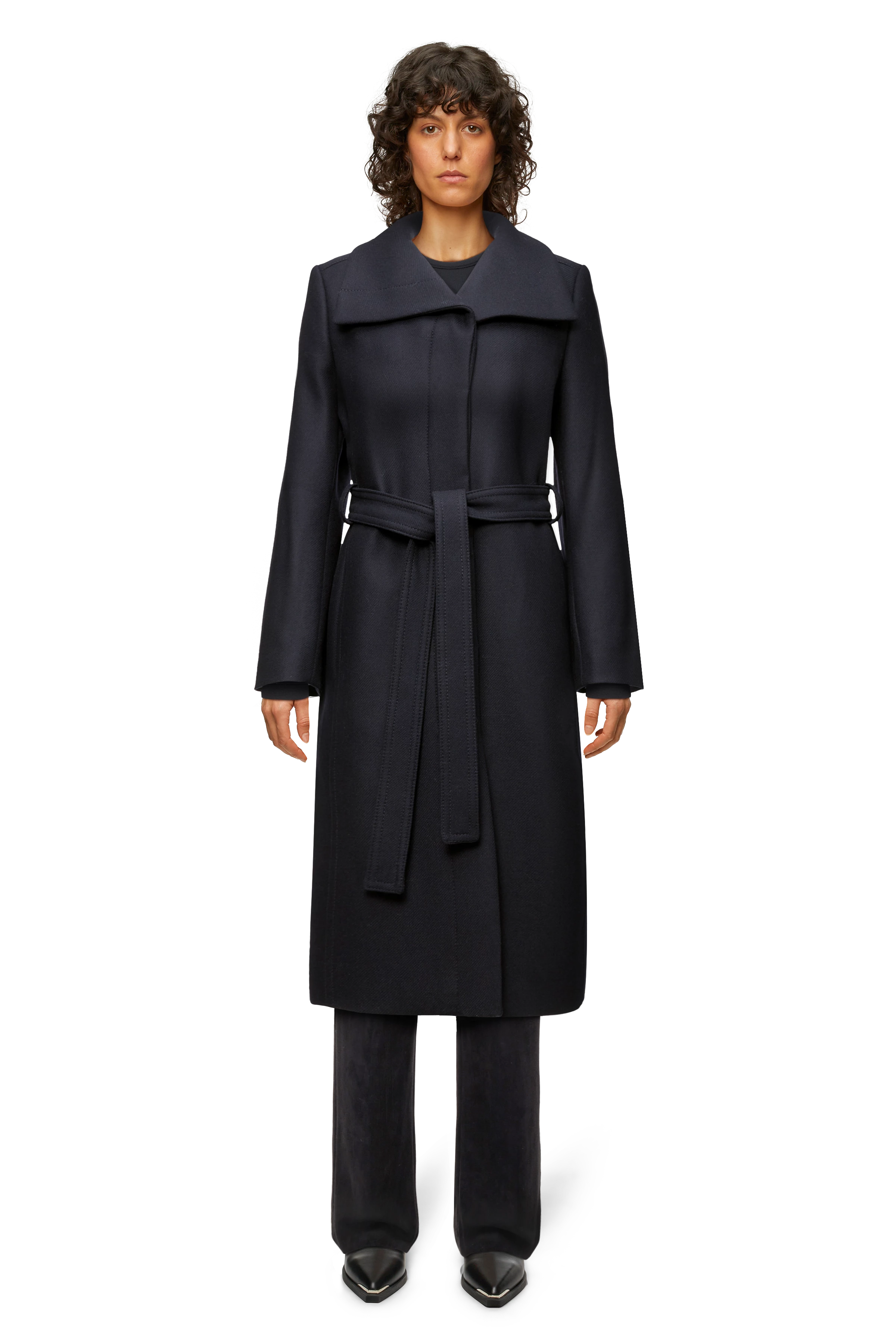 LEICESTER - Jas met opstaande kraag in winterse wolmix - dames - blauw - Frontansicht