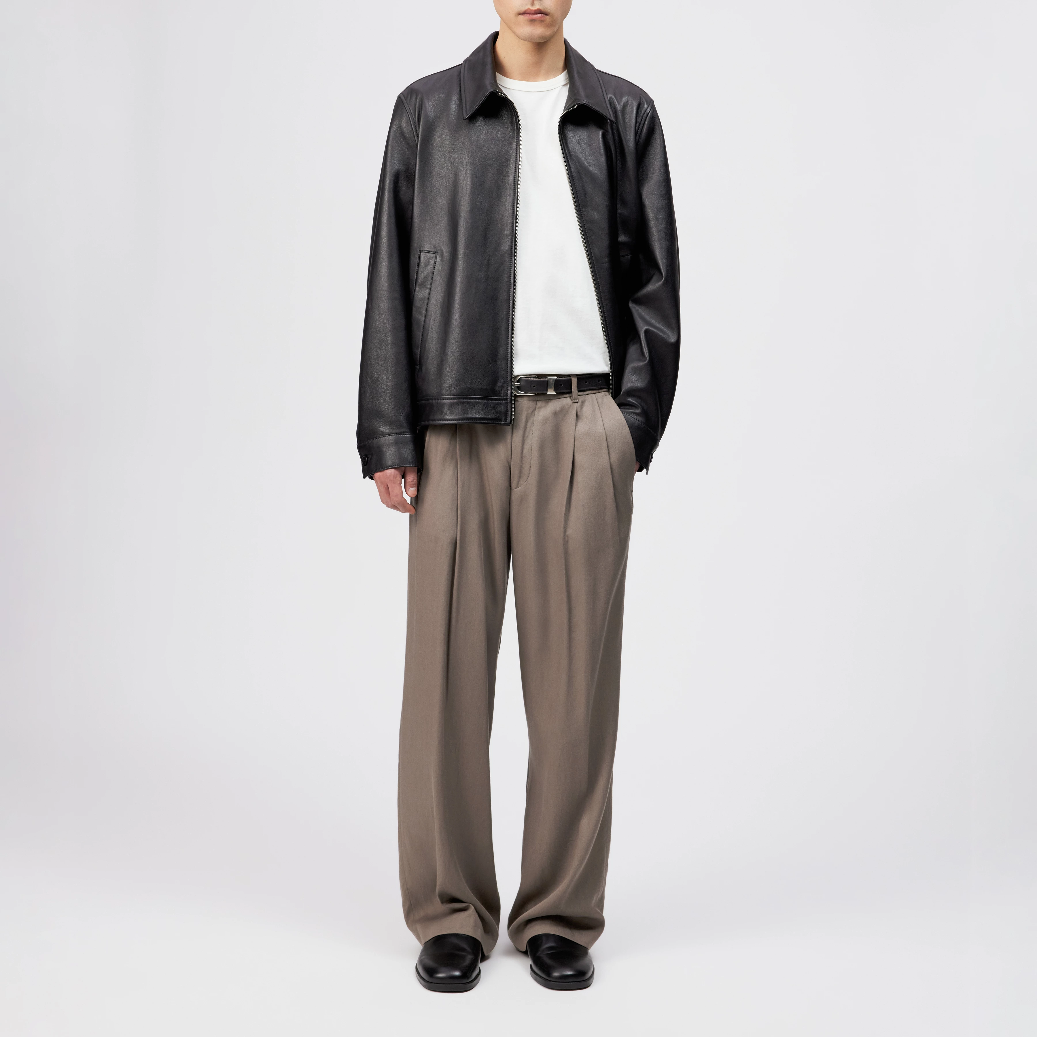 RIKKA_2 - Regular fit zip jacket in nappa leather - men - black - Ganzkörper-Frontansicht