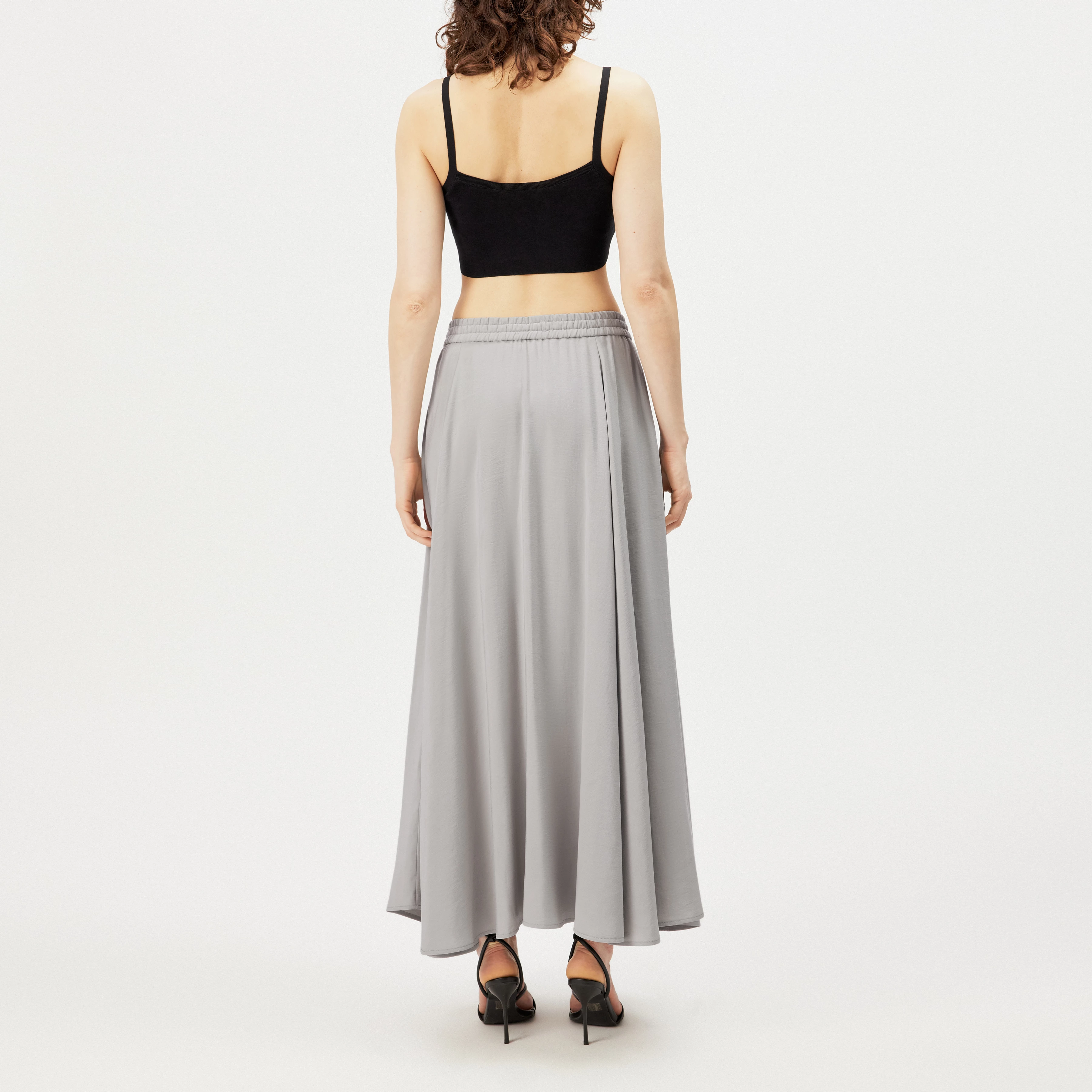 QERIME - Modal twill pleated skirt - women - grey - Rückansicht