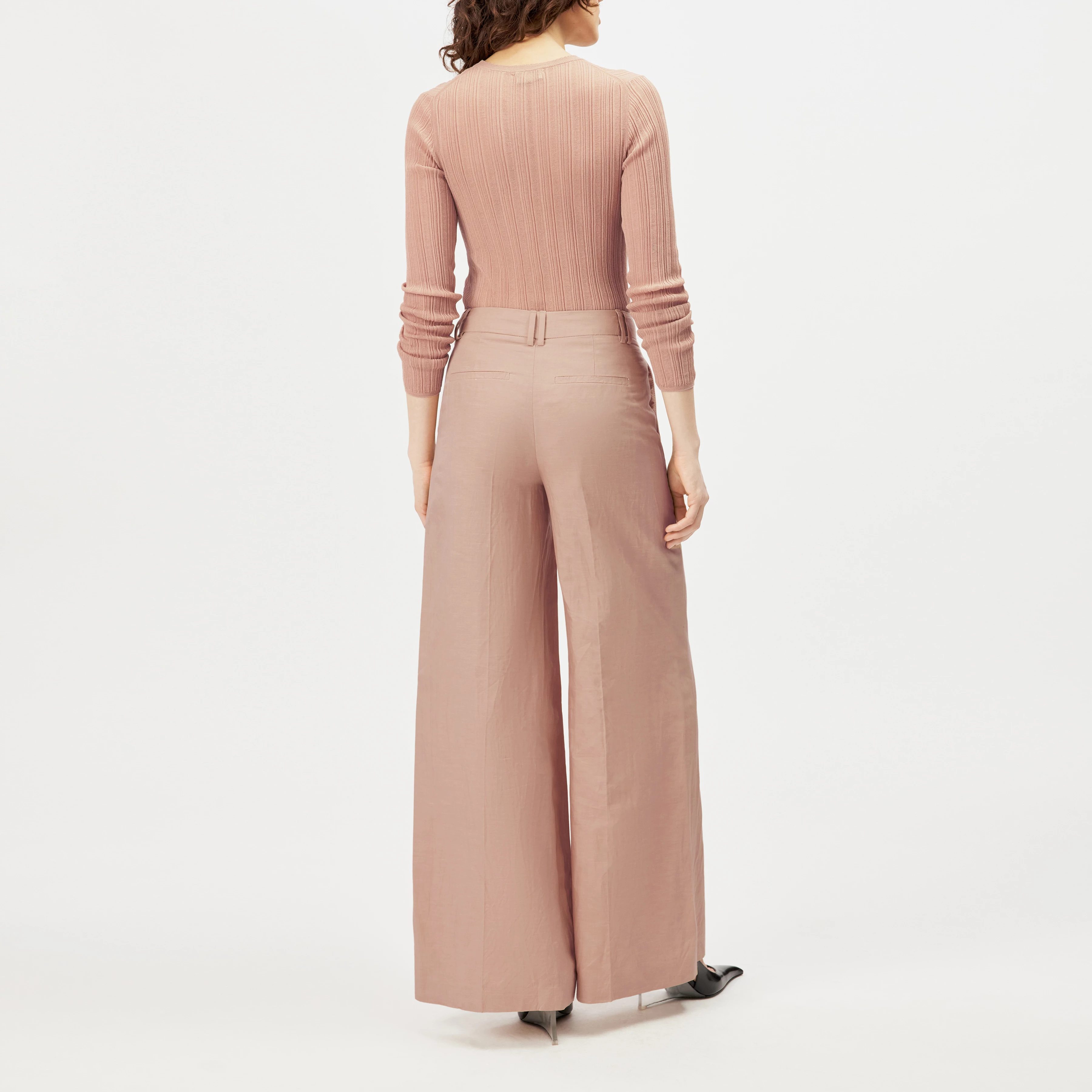 AQUITE - Linen-blend Marlene trousers - women - orange - Rückansicht