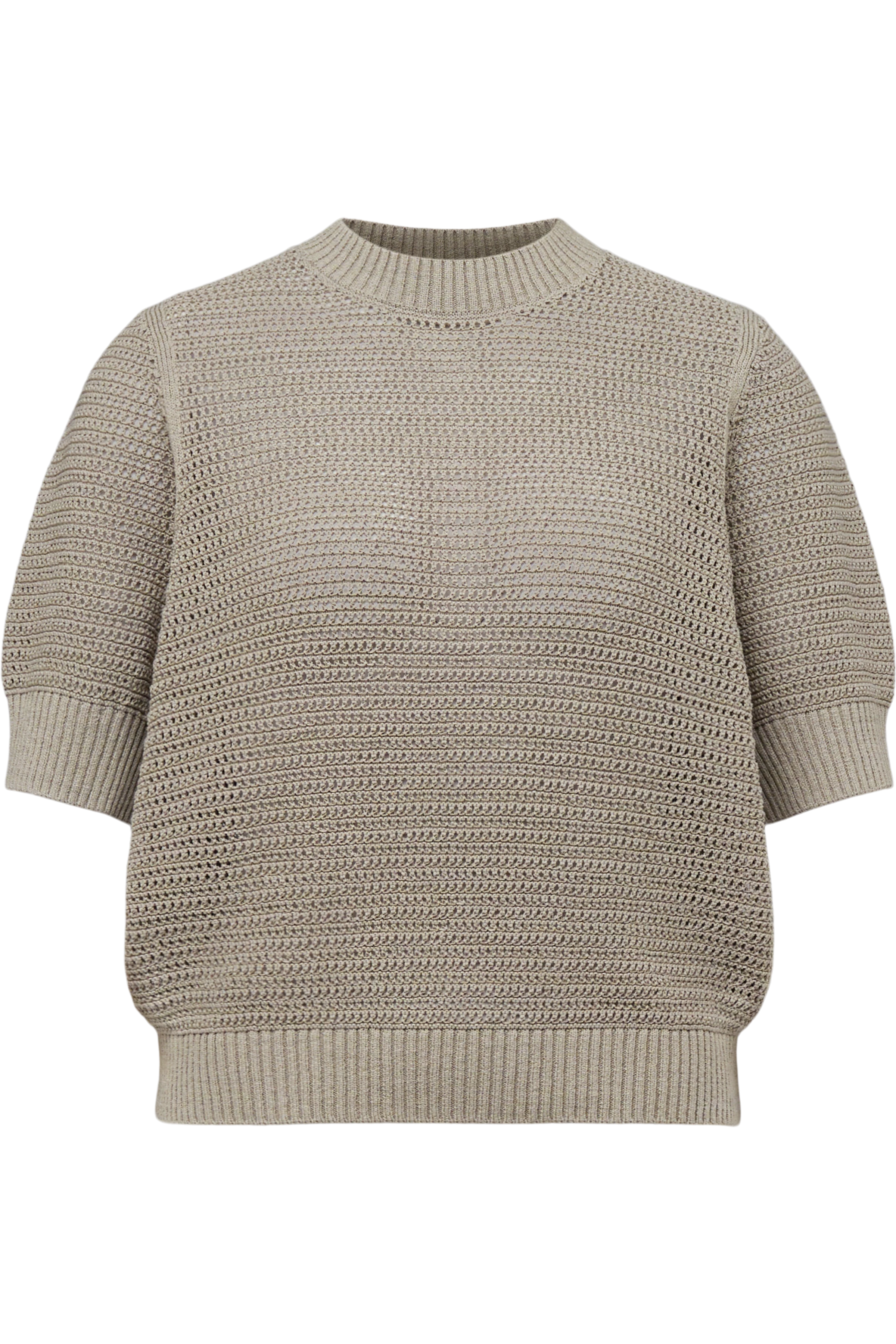 SANIDY - Chunky knit short sleeve in cotton blend - women - green - Freisteller Frontansicht