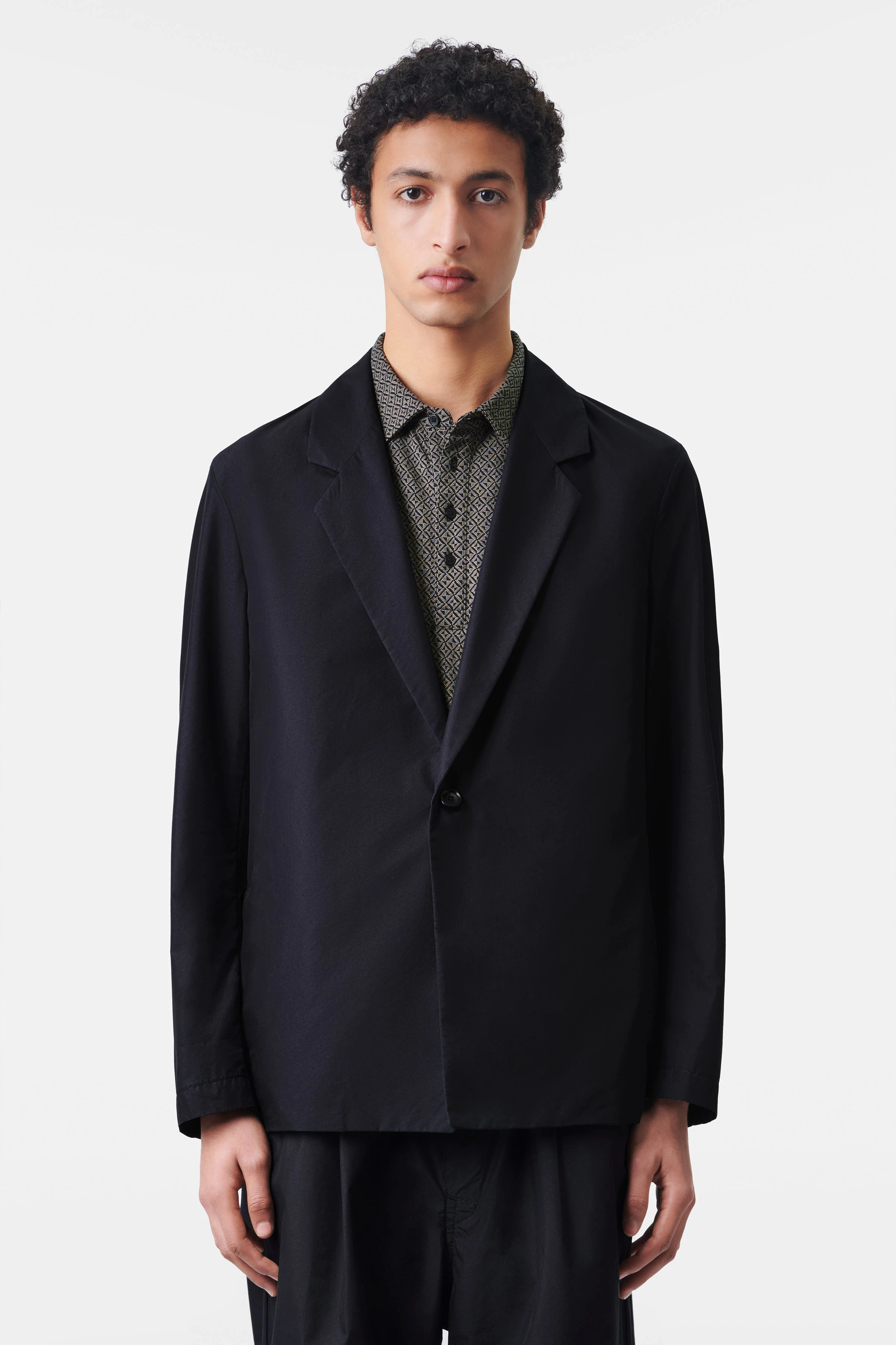 NOLEN - one-button jacket with notch lapels in a technical cotton blend - men - Natural Aluminium - Frontansicht