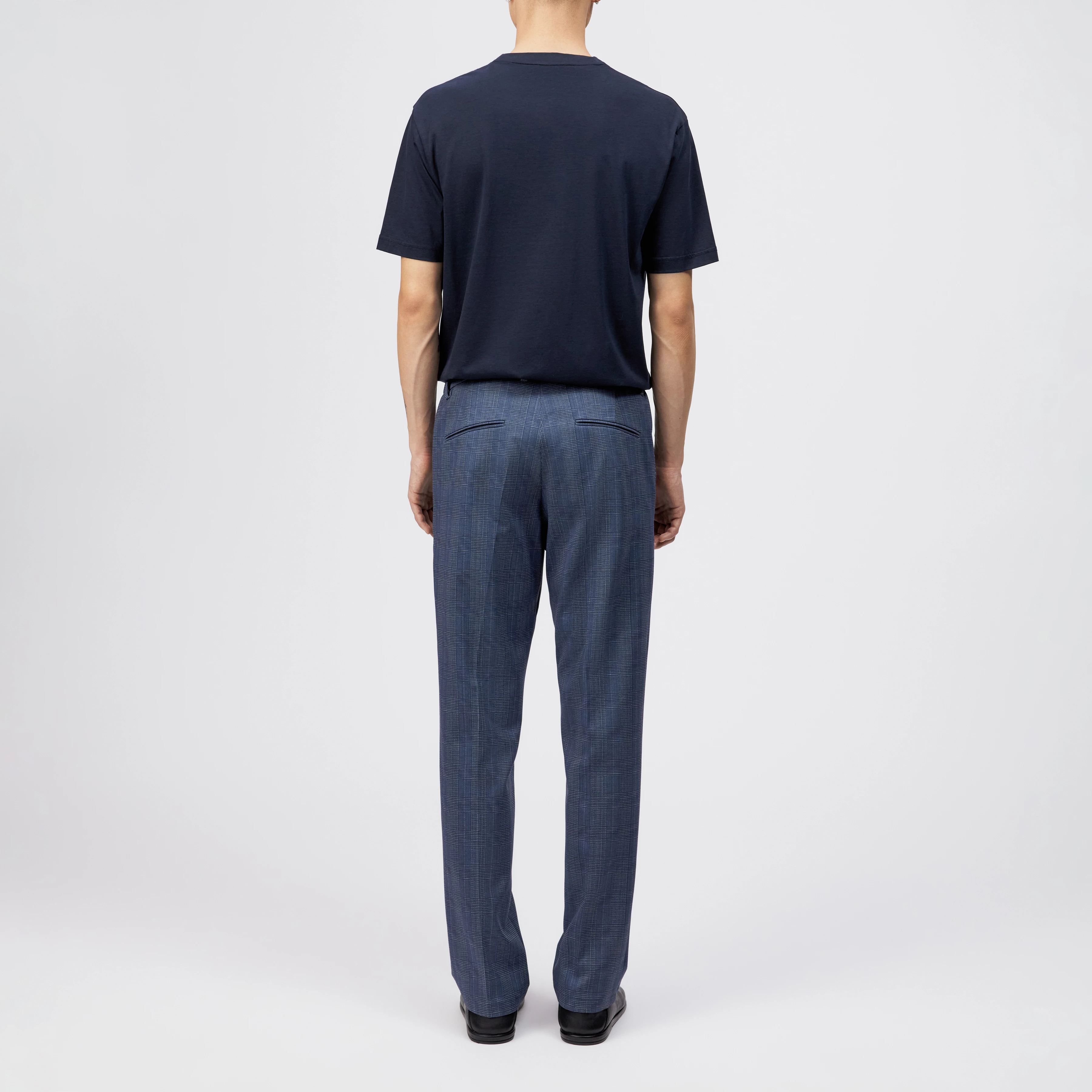 AJEND_RGLR - Op maat gemaakte geruite jersey broek - heren - blauw - Rückansicht