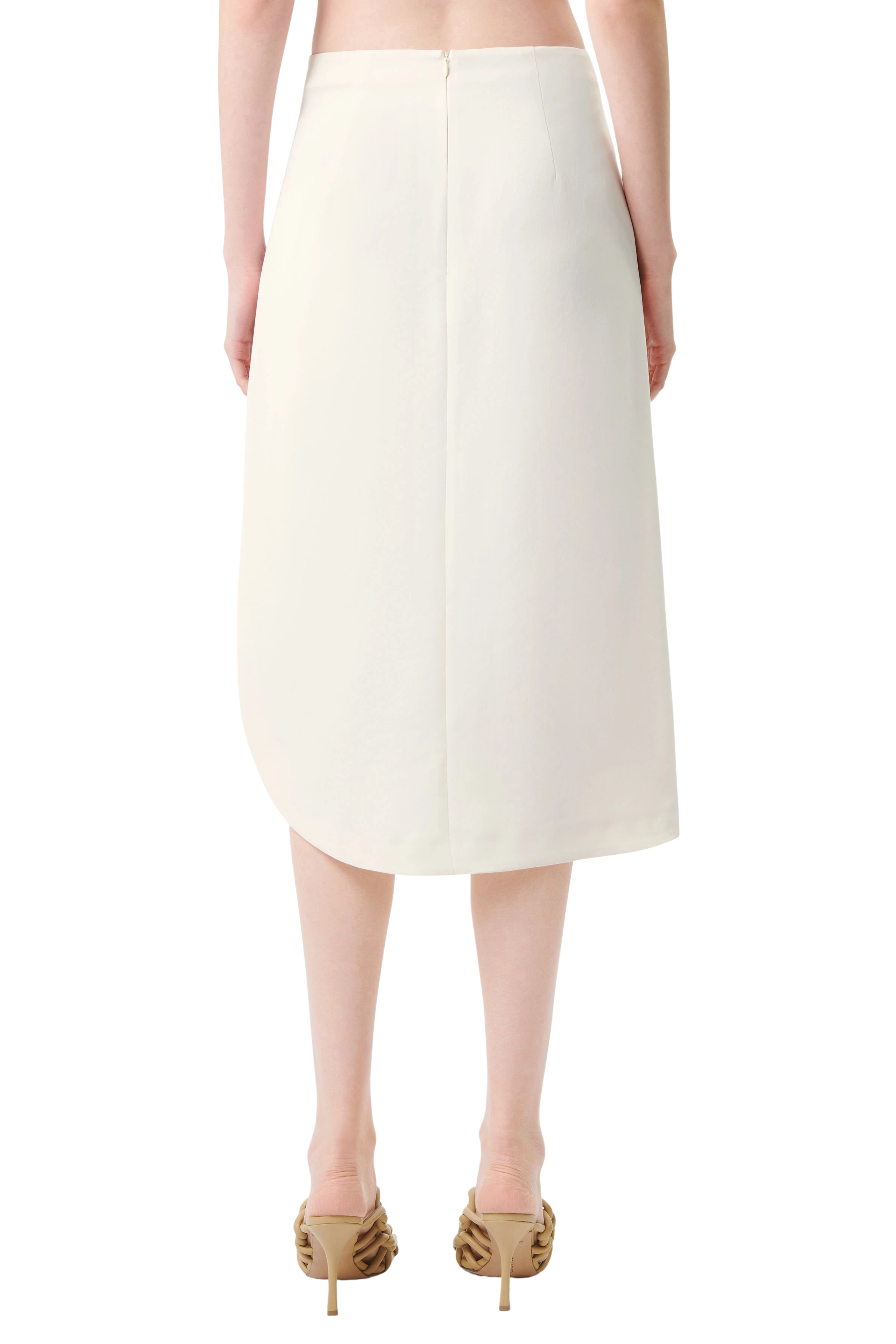LEASA - flared midi skirt in luxurious satin - women - off white - Rückansicht