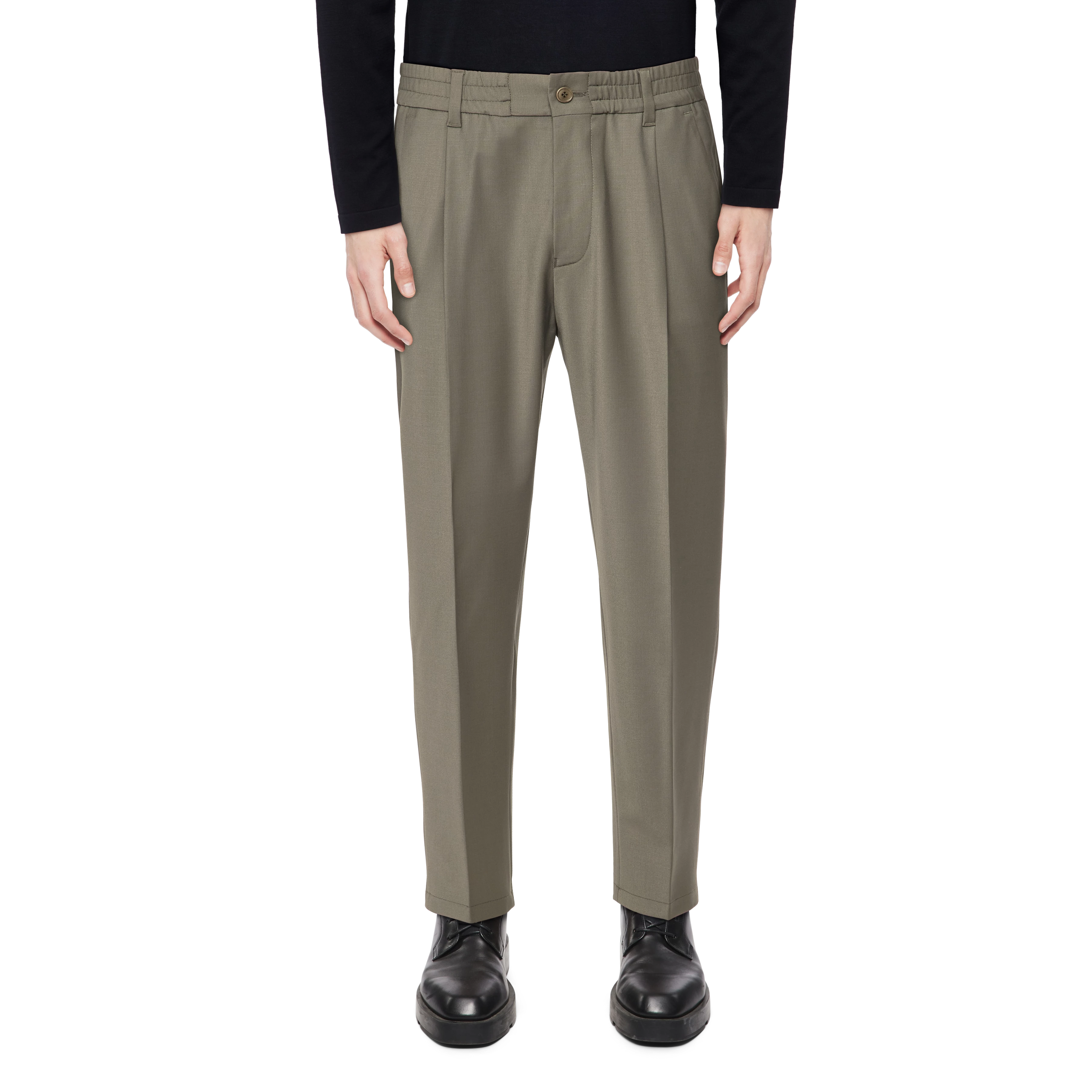 CHASY - Casual Hose mit Bundfalte in Bi-Stretch - Herren - grün - Frontansicht