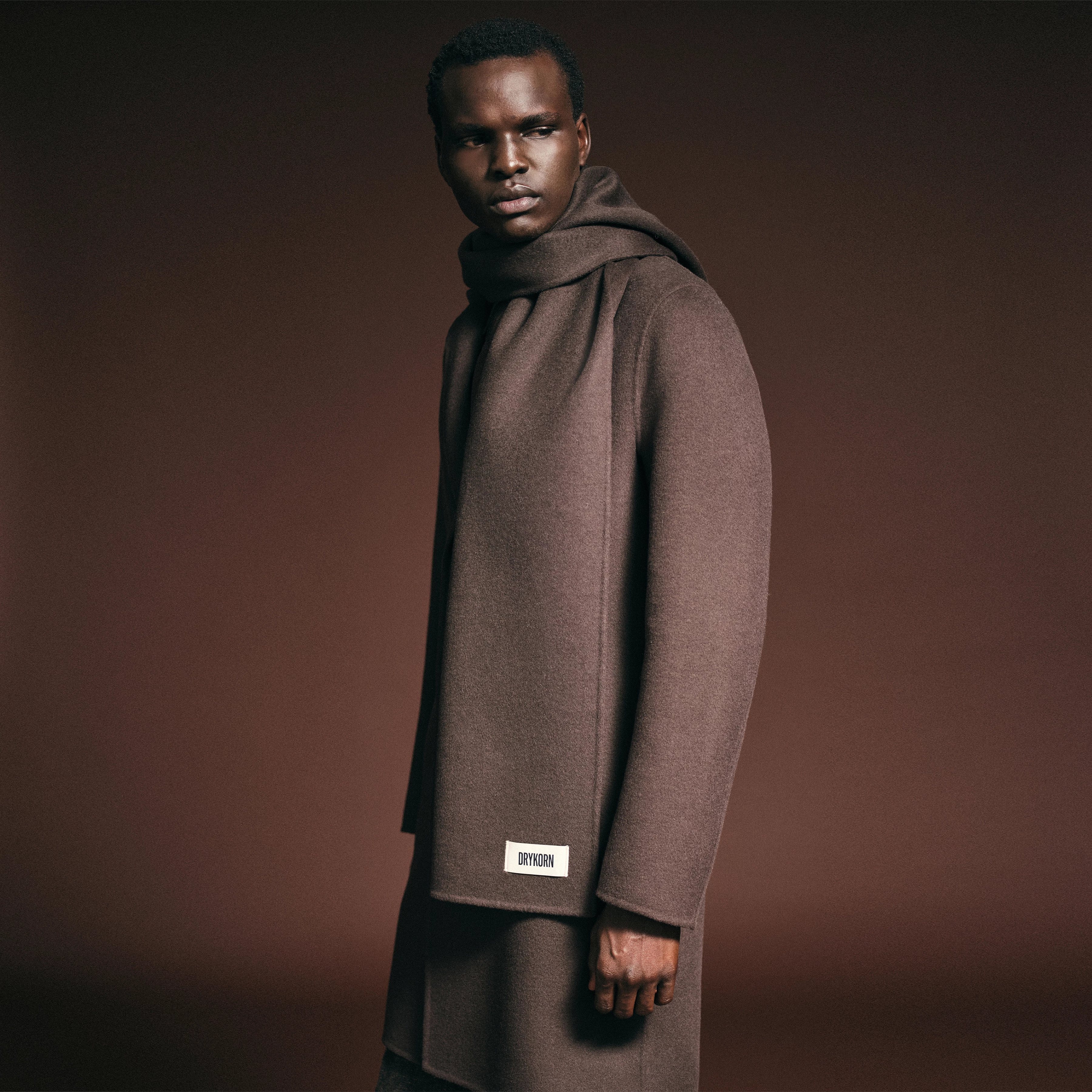 JARI - Schal in Woll-Doubleface - Unisex - braun