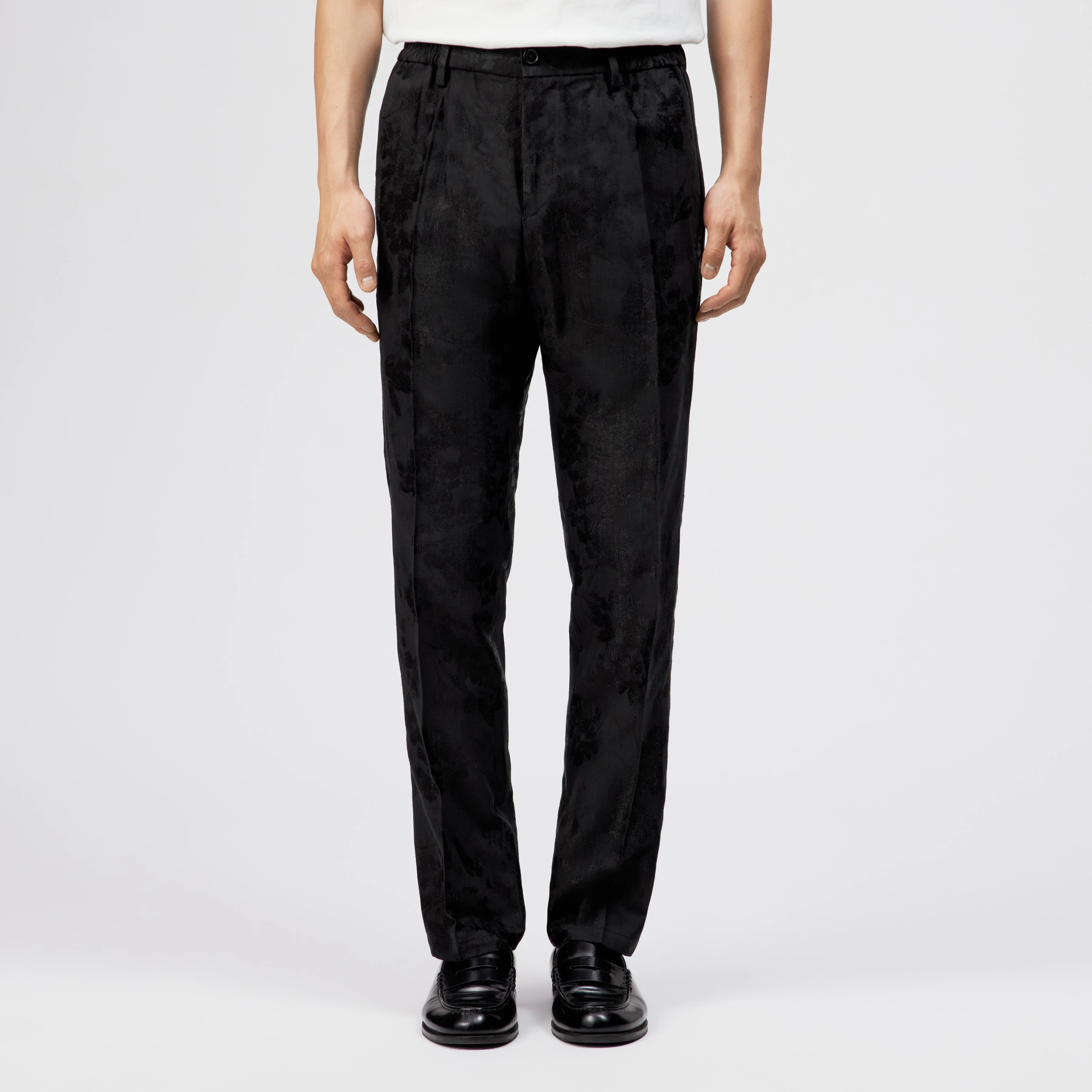 GARONA_B - Casual chino in katoen-viscosemix - heren - zwart - Frontansicht