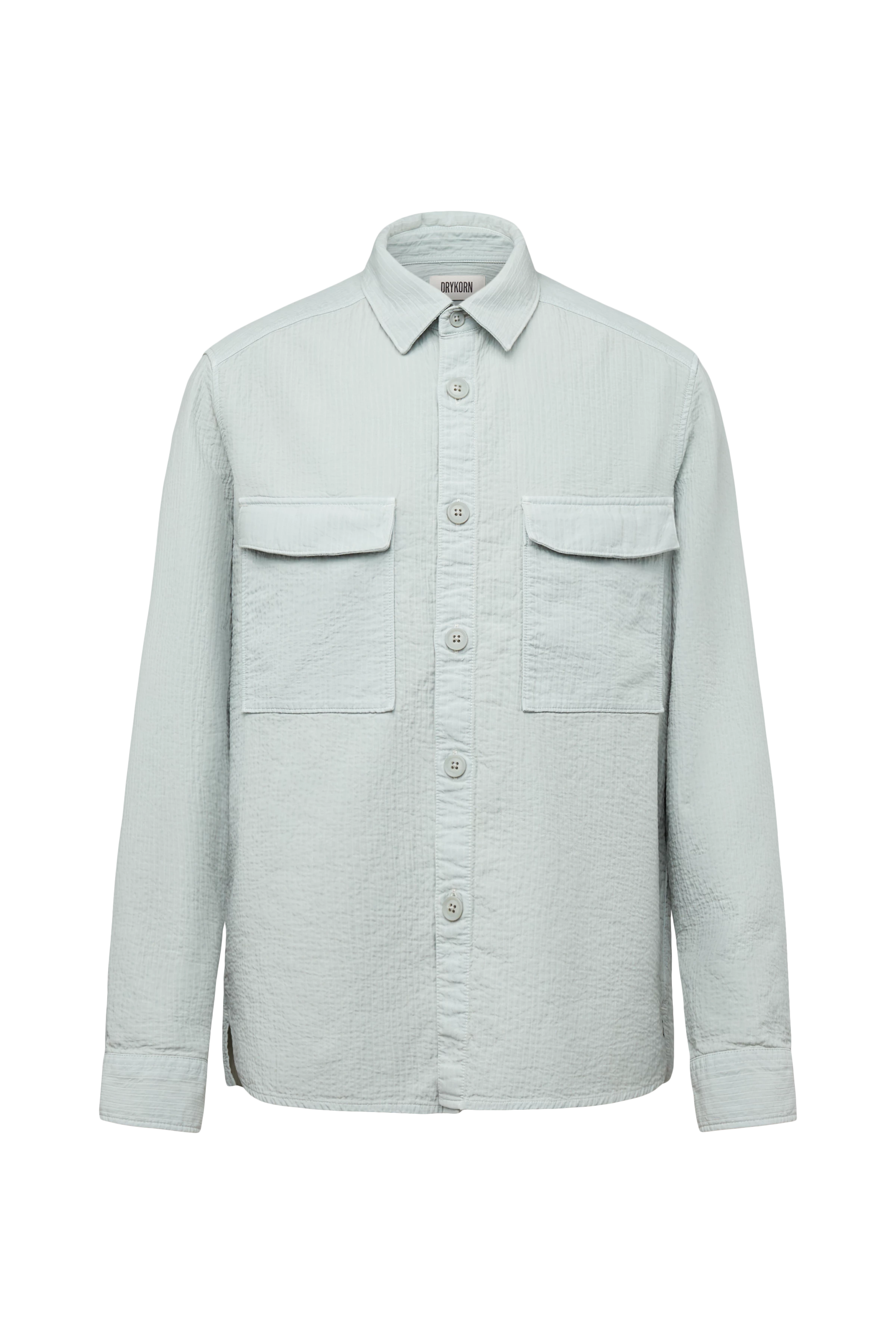 GUNRAY - Relaxed fit seersucker overshirt - men - green - Freisteller Frontansicht