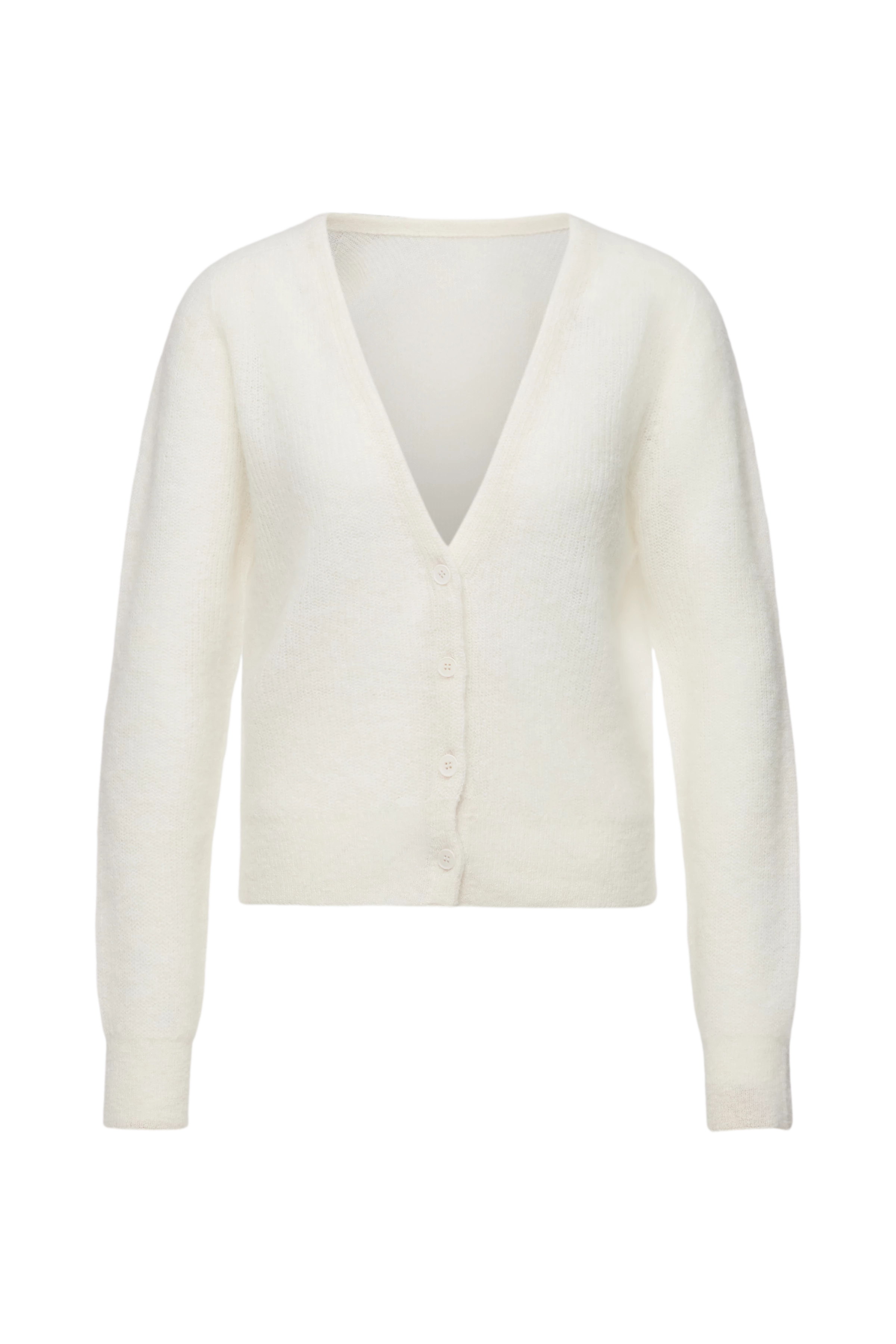 GERTIJA - Strickjacke in luxuriösem Suri Alpaka-Mix - Damen - off white - Freisteller Frontansicht