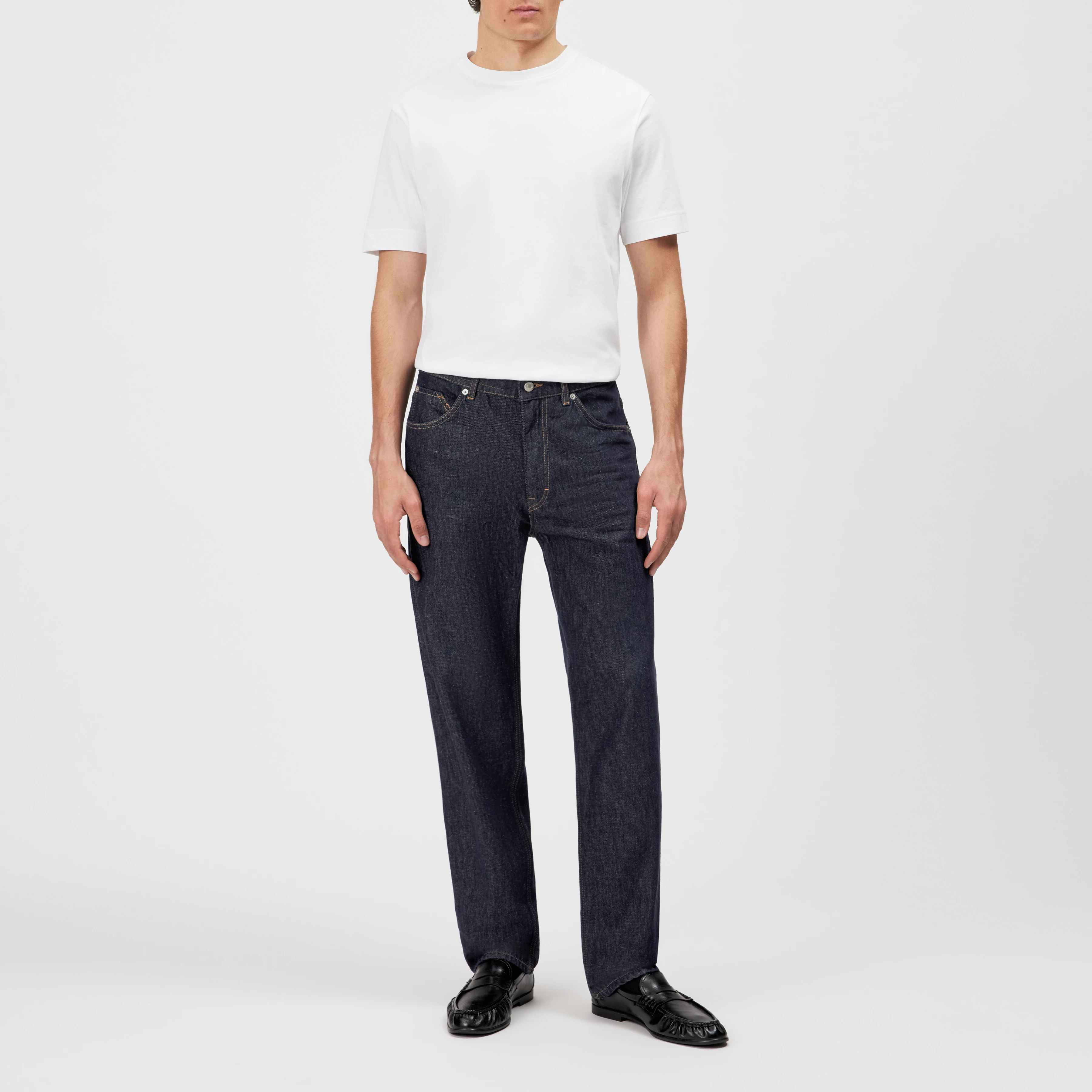 HIGHT_2 - Relaxed fit jeans in raw denim - men - blue - Ganzkörper-Frontansicht