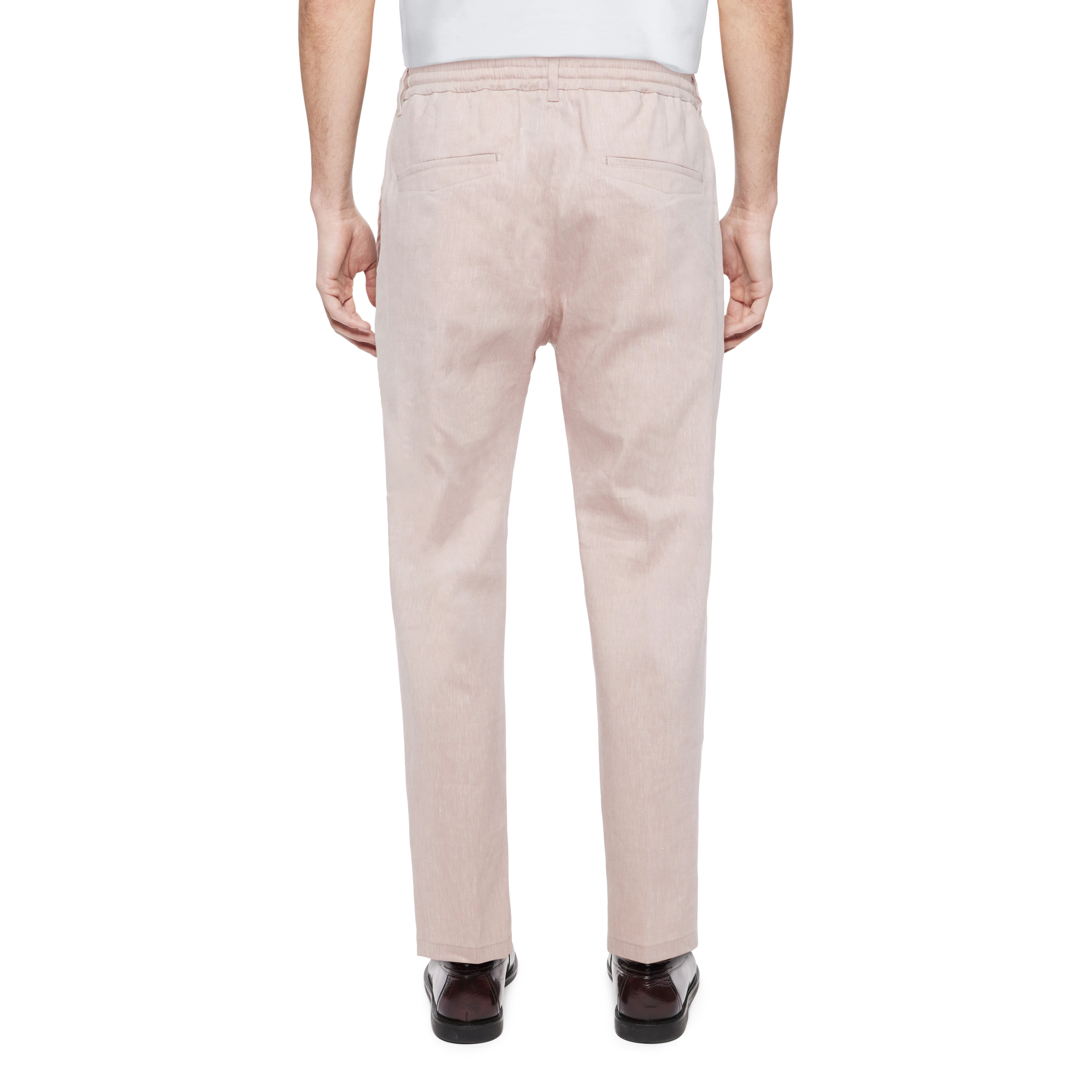 DEGER - Trousers with drawstring in linen mix - men - pink - Rückansicht