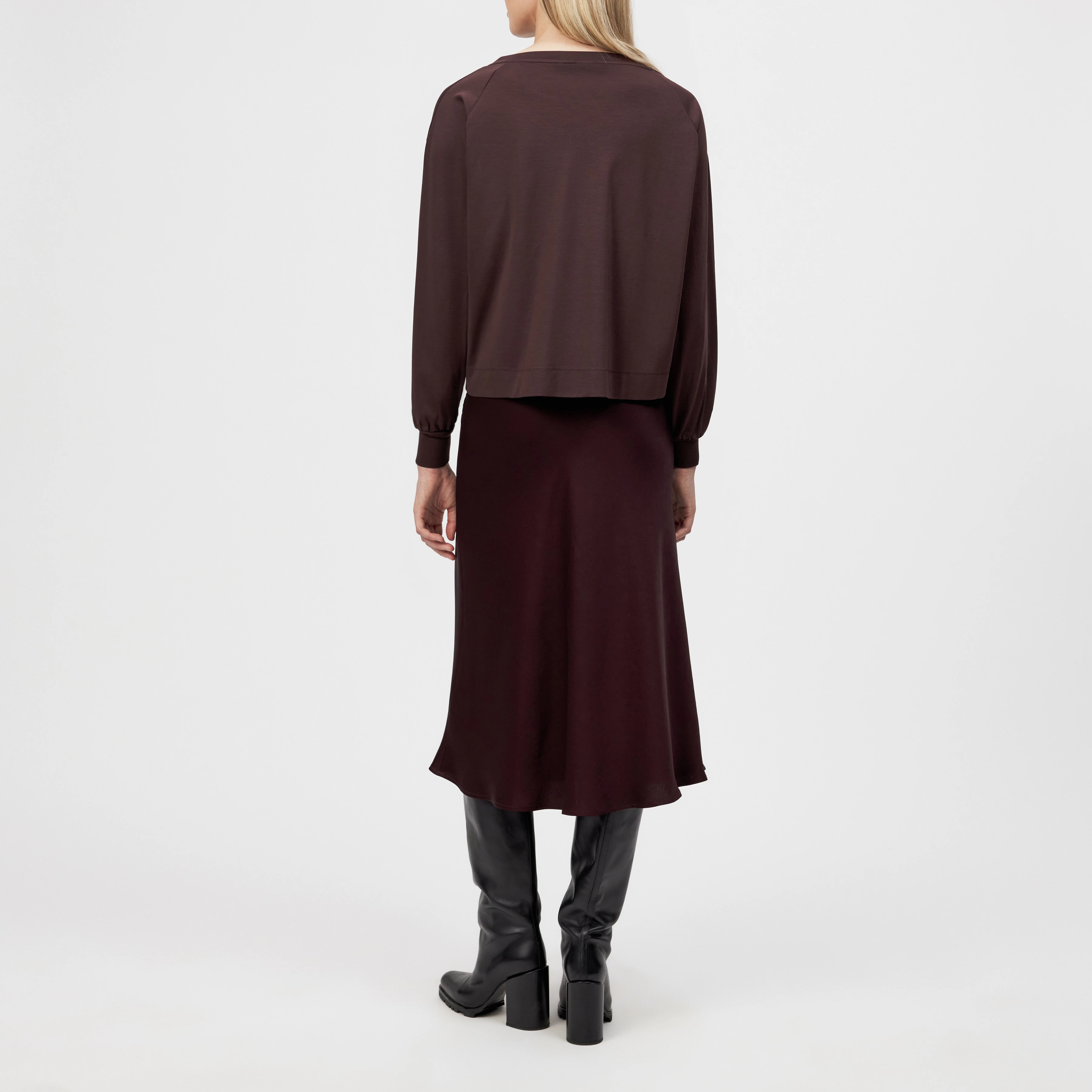 KELANE - Loose-fitting long-sleeved top in lyocell blend - women - red - Rückansicht
