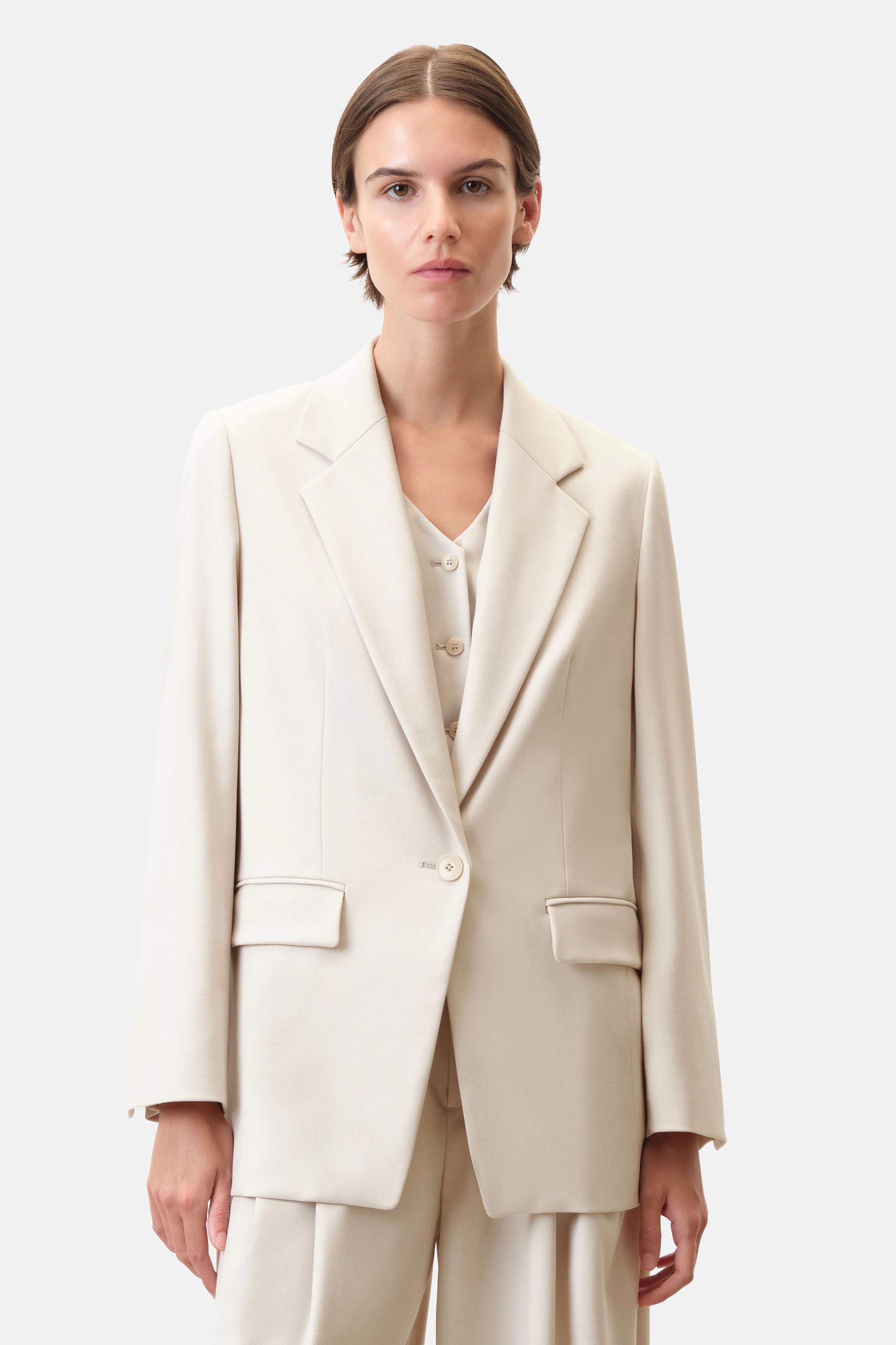 GLENDALE - boyfriend blazer in soft flannel - women - beige - Frontansicht