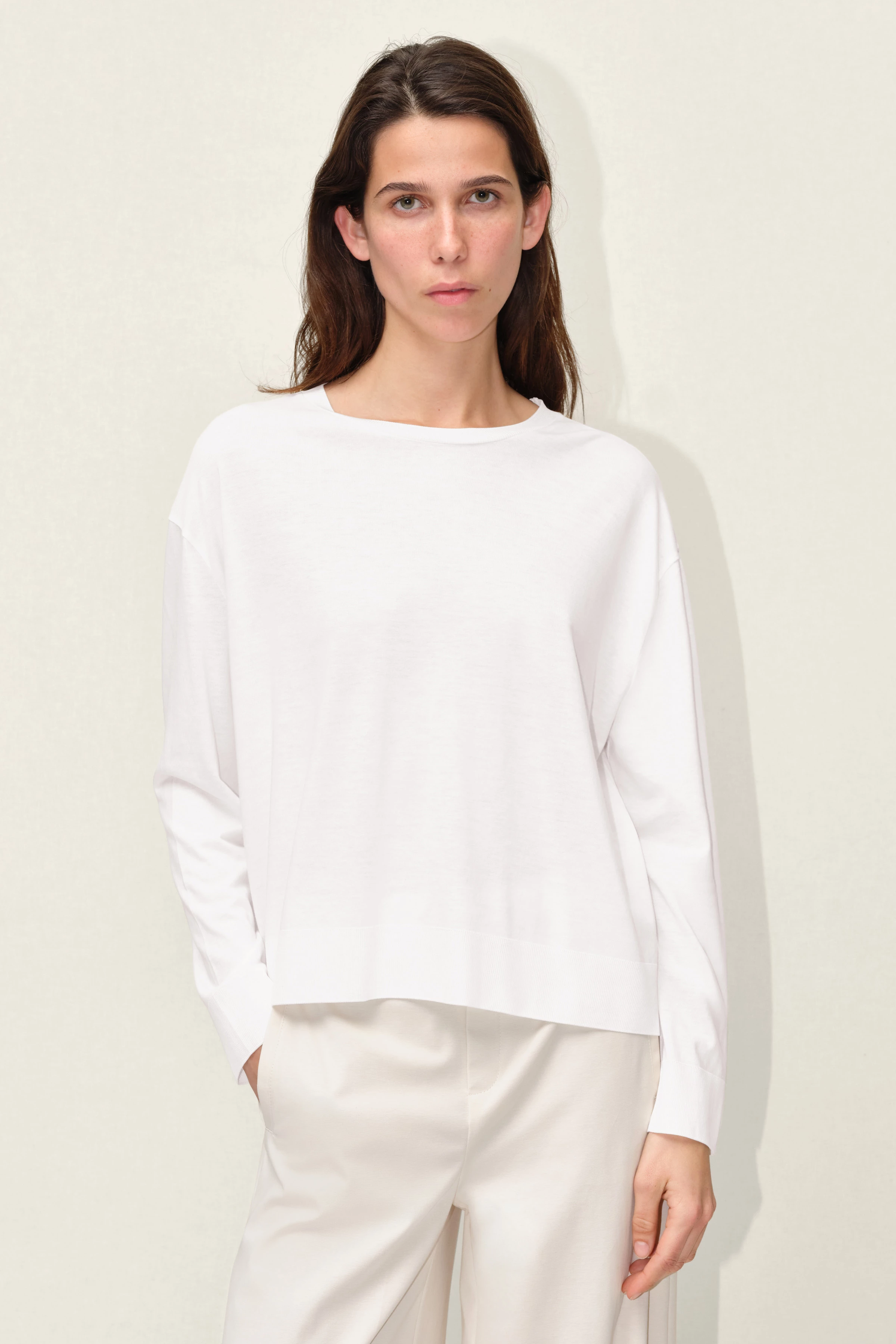 ILMARA - Longsleeve with round neck - women - off white - Frontansicht