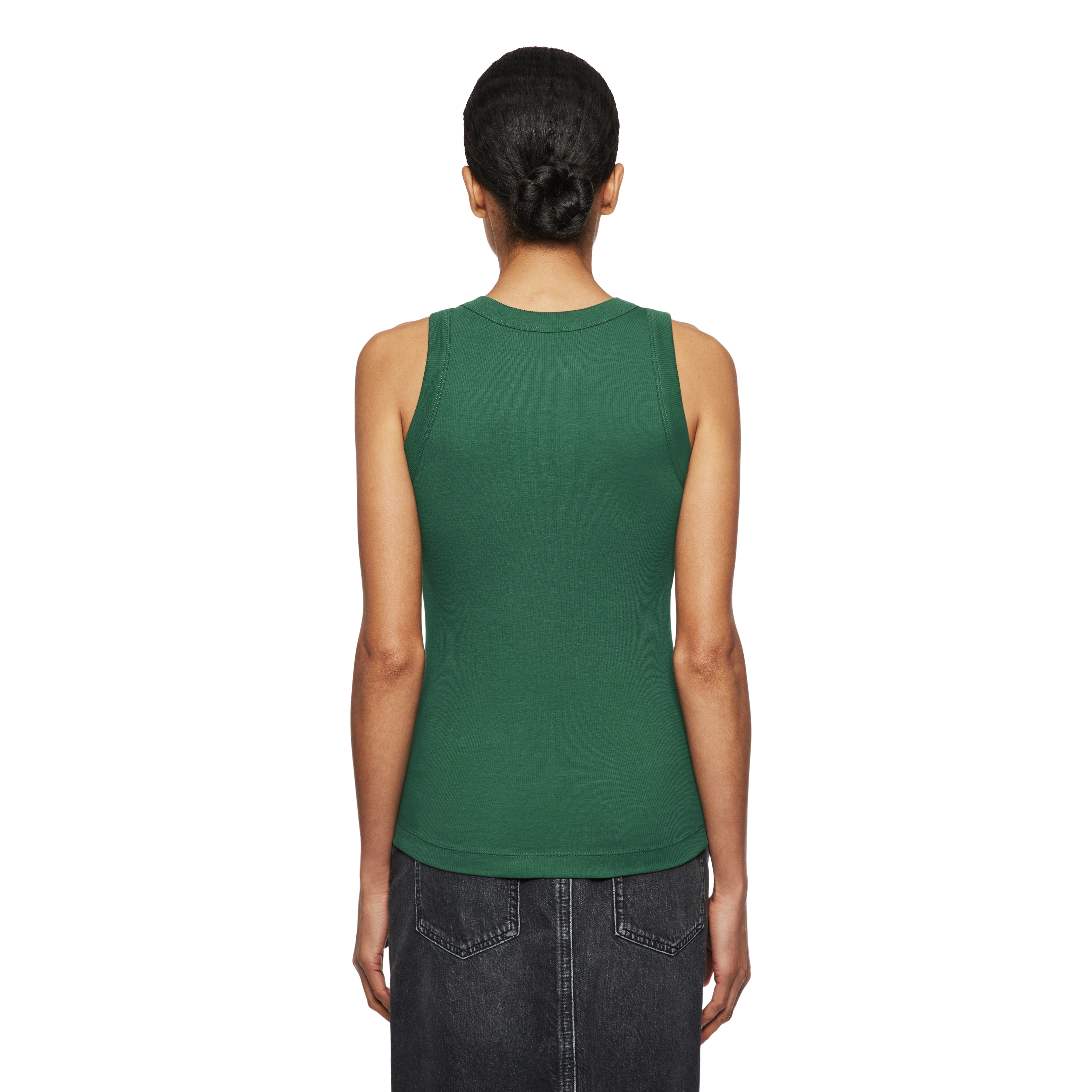 OLINA - Tanktop mit Rundhals in Baumwoll-Rippe - Damen - grün - Rückansicht