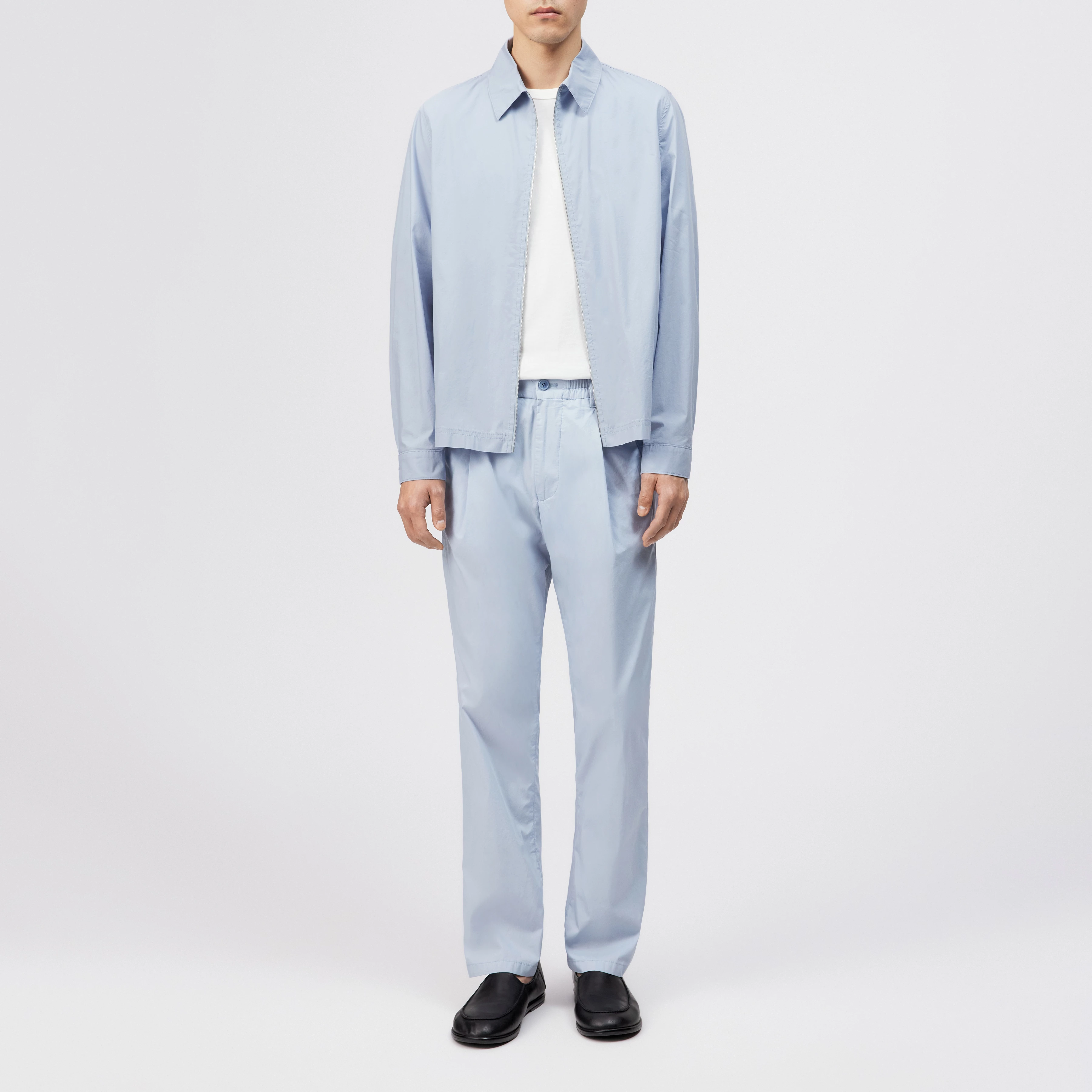 MACTO_Z - Regular Fit Hemd mit Zipper im Baumwolle-Mix - Herren - blau - Ganzkörper-Frontansicht