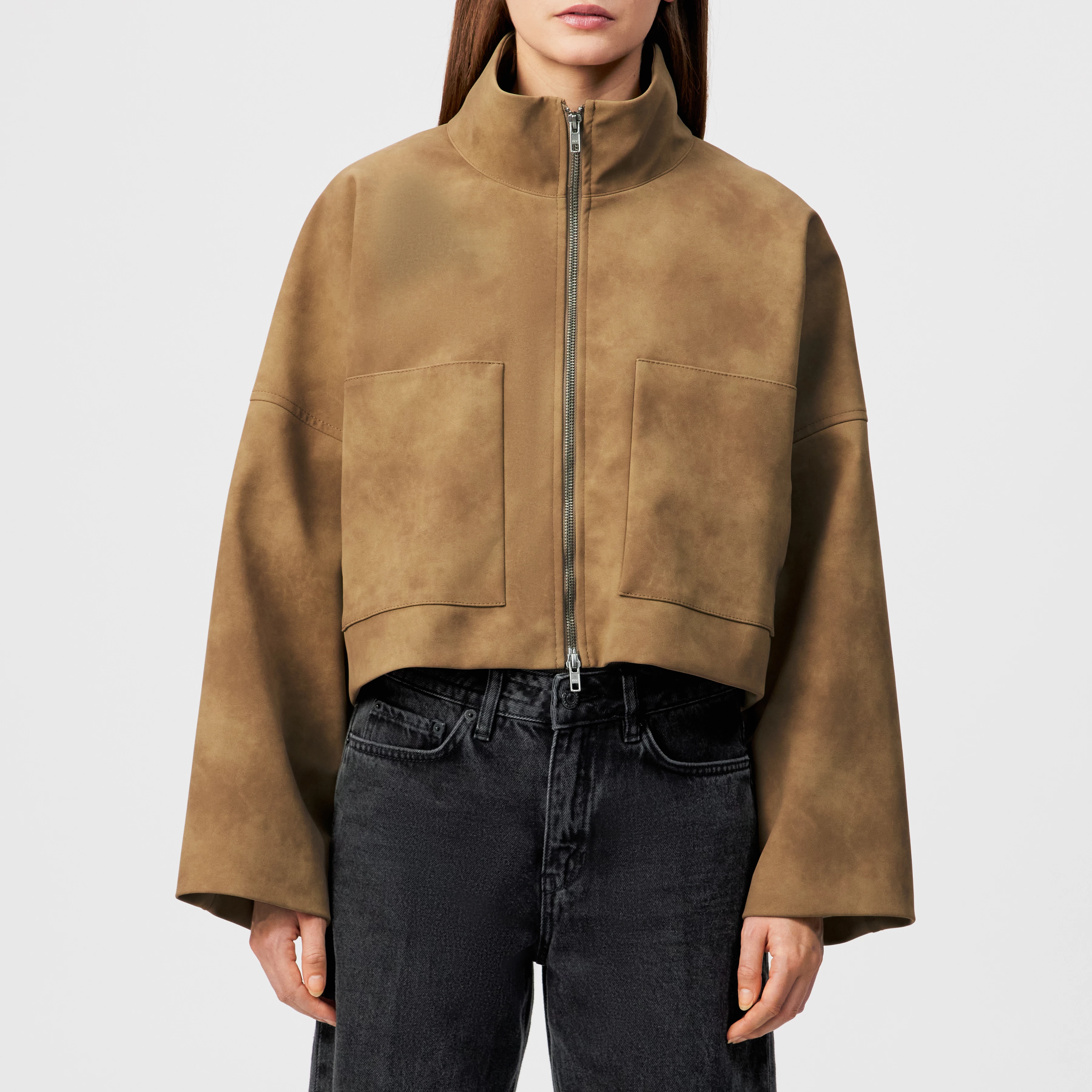 ELSTOW_1 - Oversized jacket in leather look - women - brown - Frontansicht