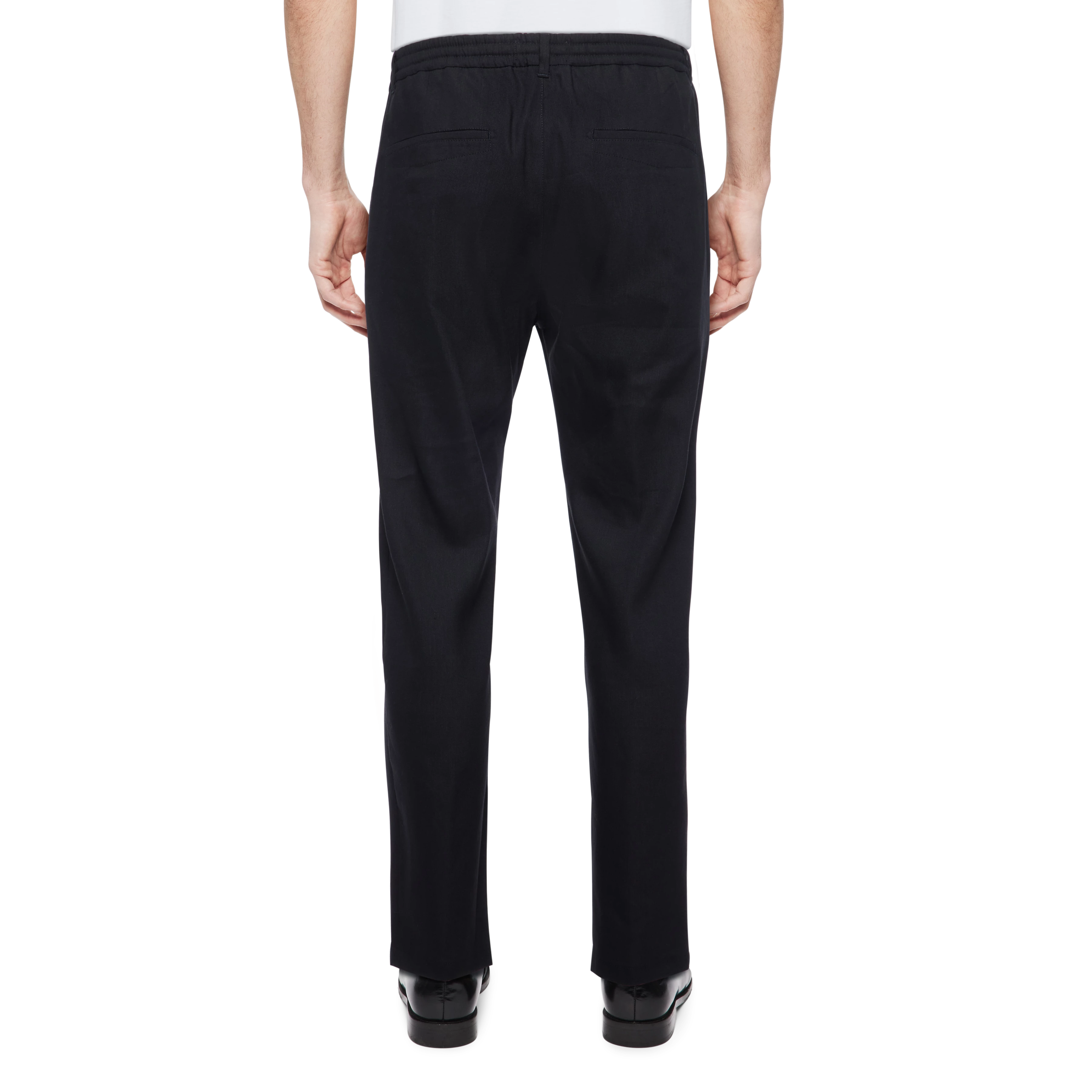 DEGER - Sweatpants with drawstring waist in blended linen - men - Natural Aluminium - Rückansicht