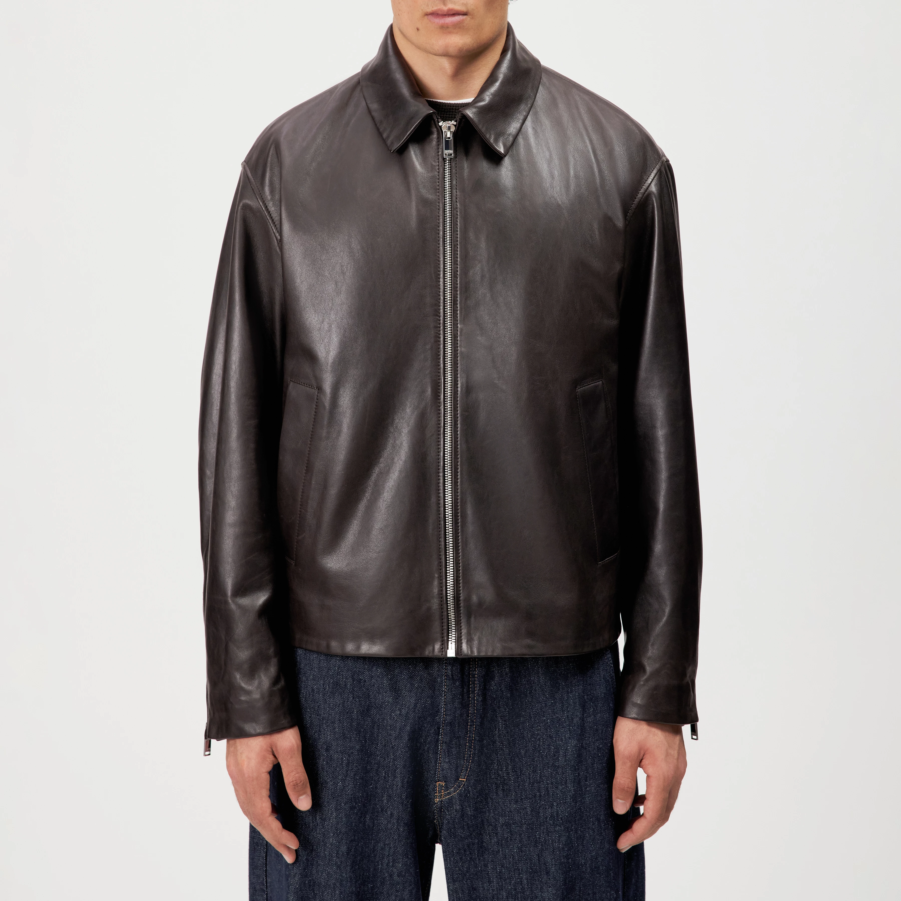 RIKKO - Relaxed Fit pure leather jacket - men - brown - Frontansicht