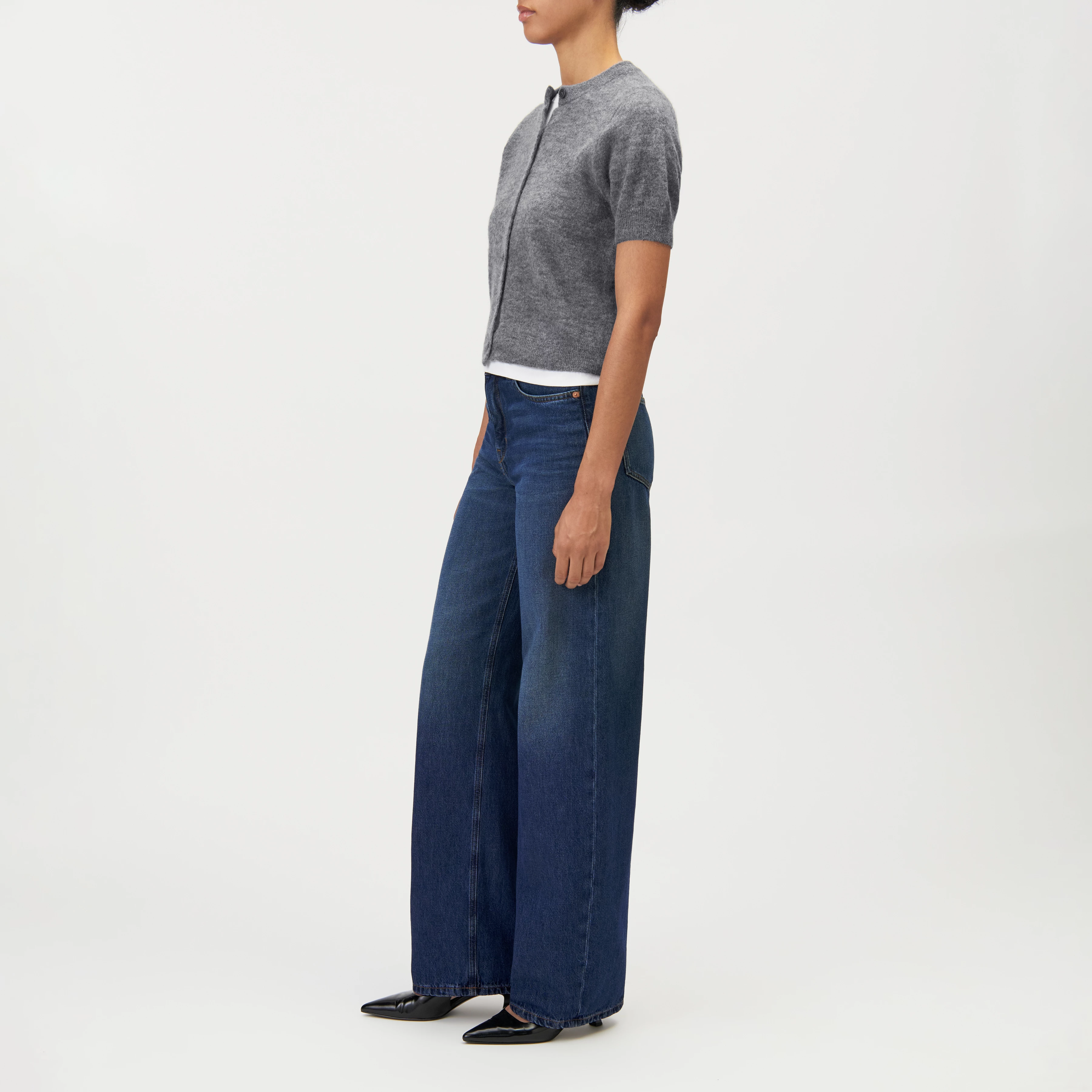 DARYANI - Alpaca-blend cropped cardigan - women - grey - Seitenansicht