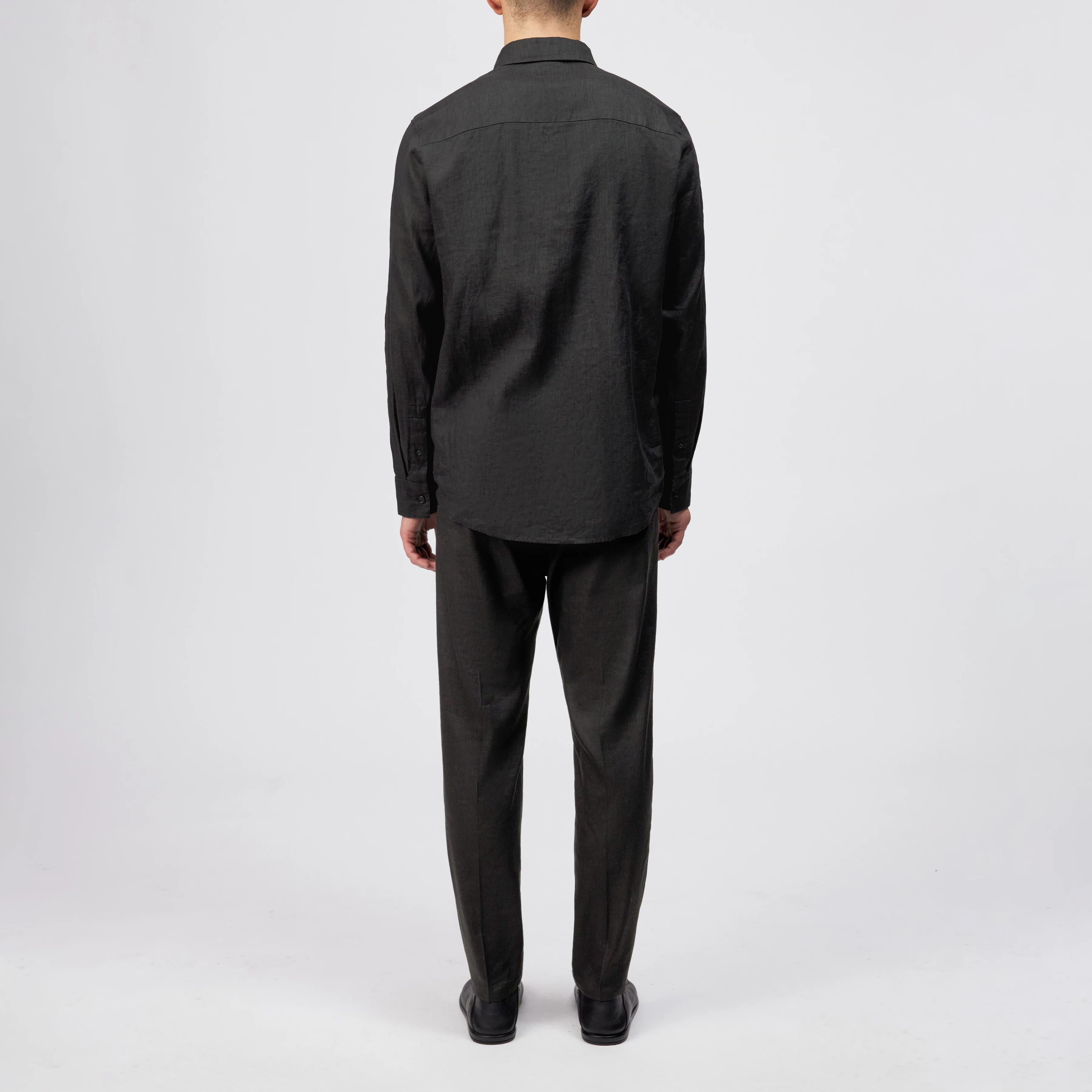 RAMIS - Regular fit shirt in linen-cotton blend - men - Natural Aluminium - Rückansicht