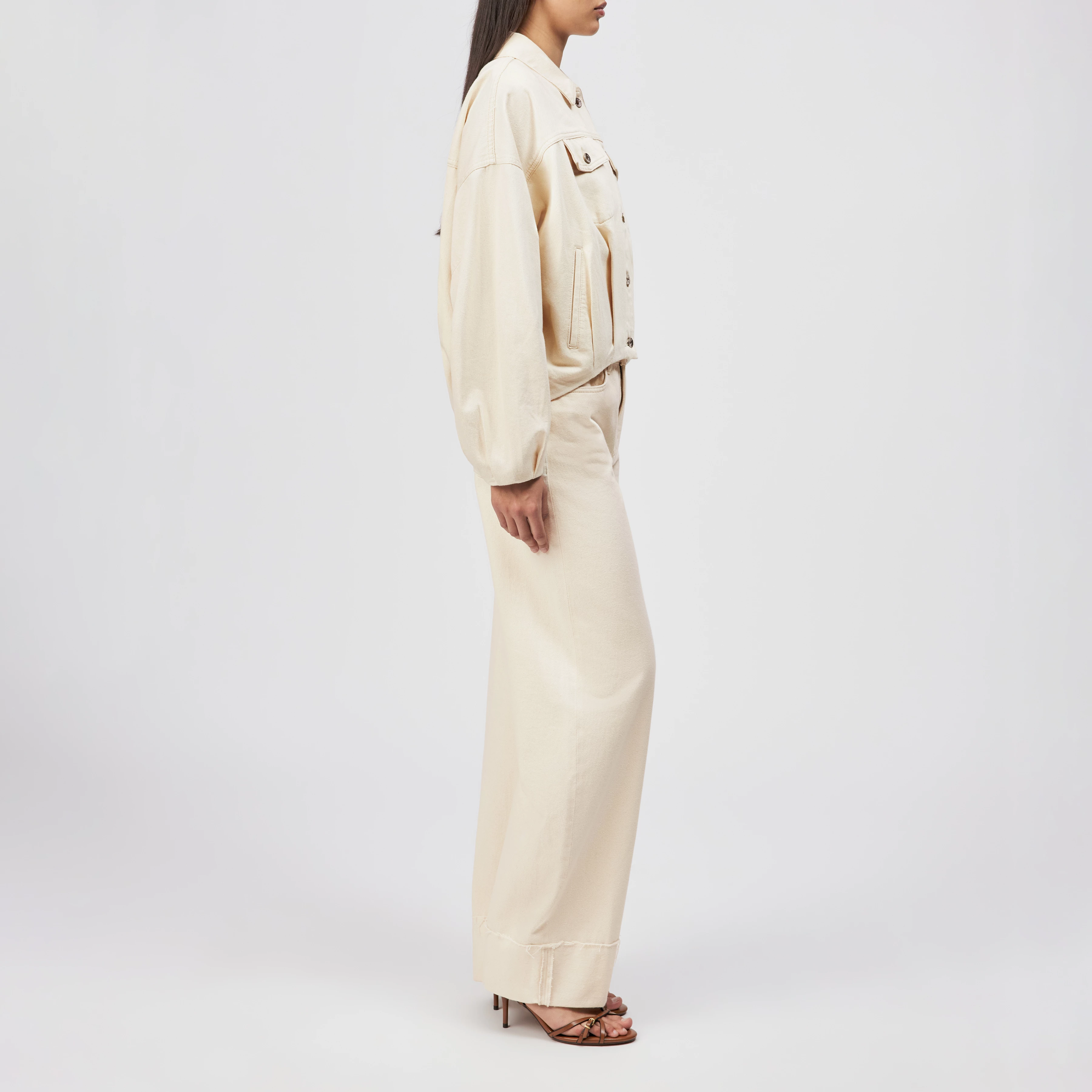 BLAXTON - Denim jacket in pure cotton - women - metal - Seitenansicht