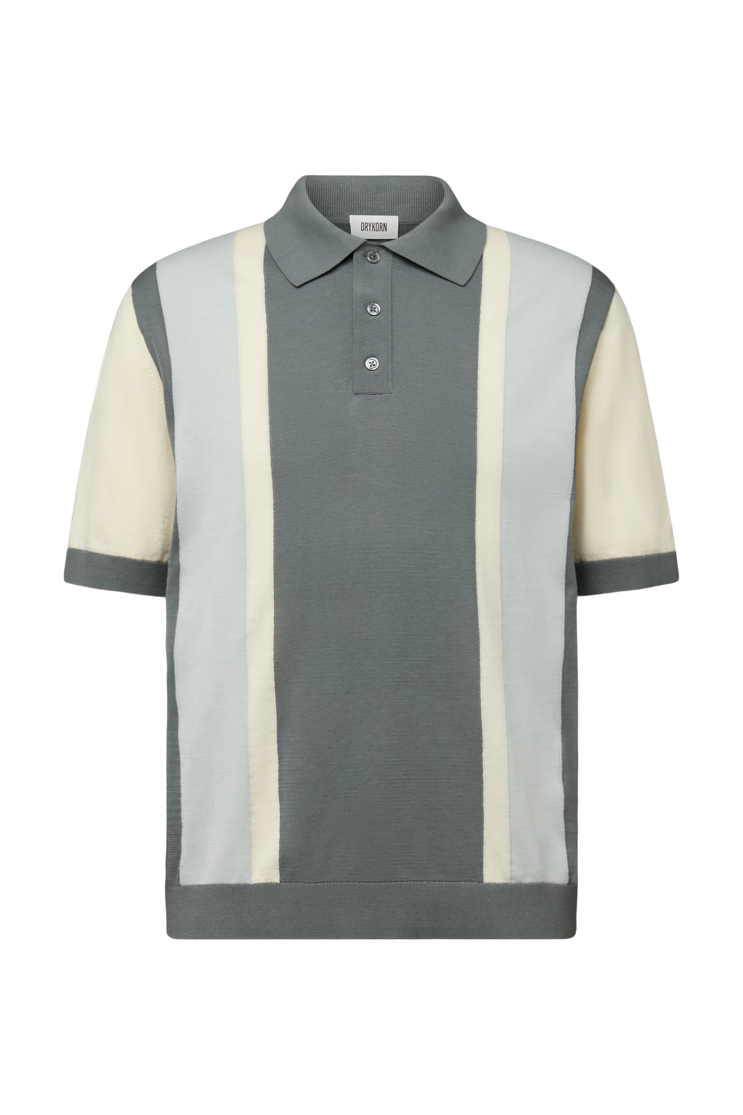 TAMIAN - Pure cotton block stripe polo shirt - men - green - Freisteller Frontansicht