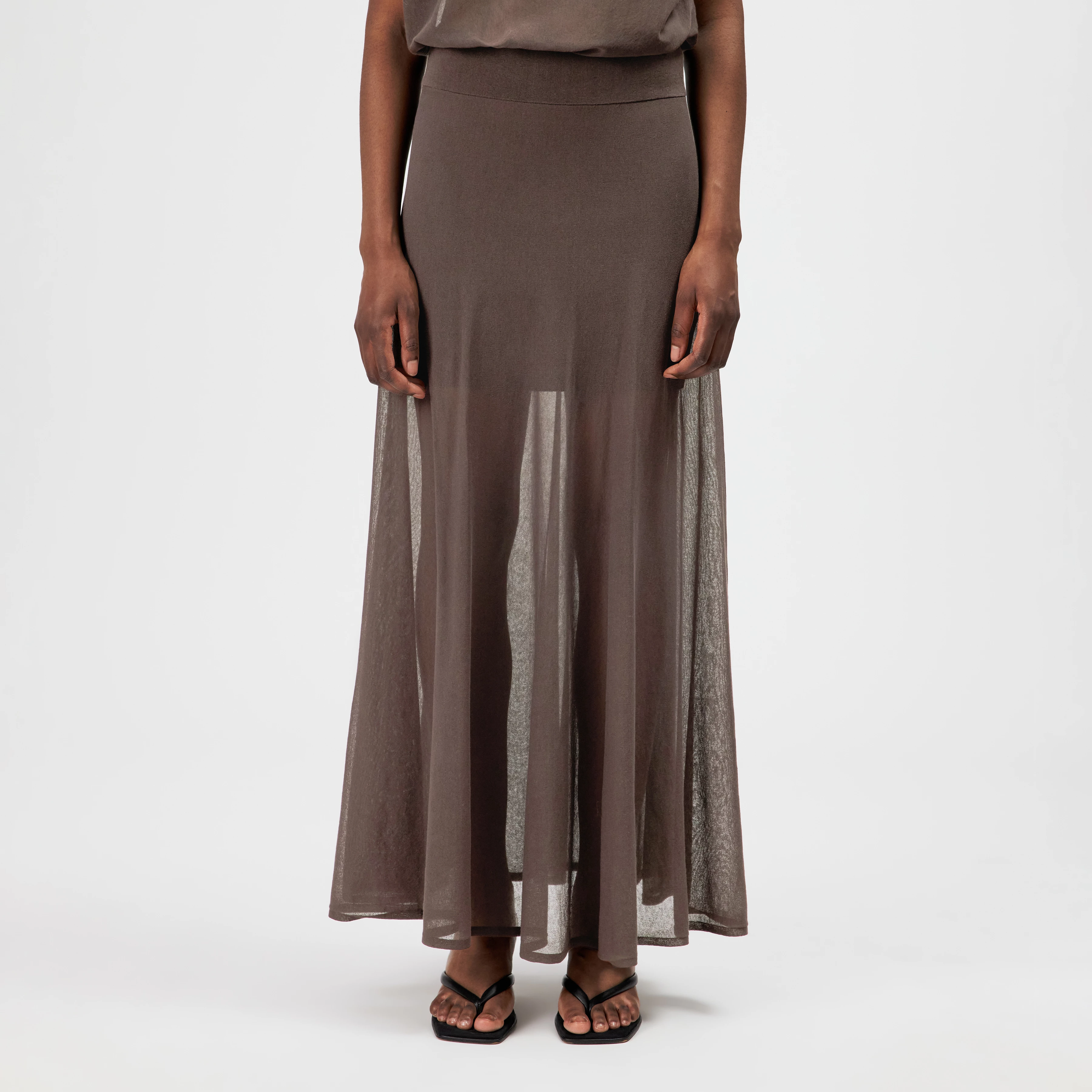 TENSYA_2 - Maxi skirt in fine knit - women - brown - Frontansicht