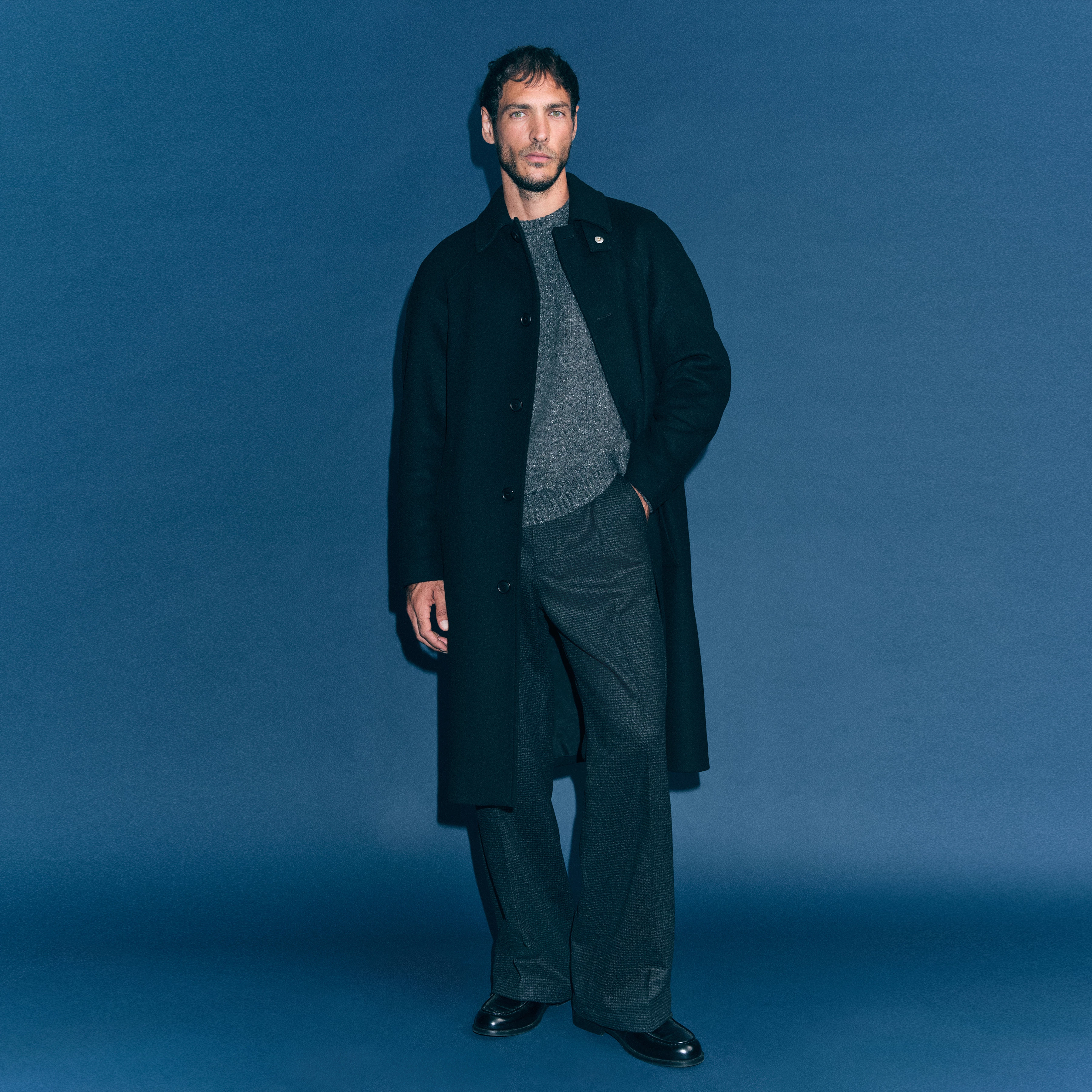 COSMANO_2 - Mantel mit Raglanärmeln in Flanell - Herren - schwarz