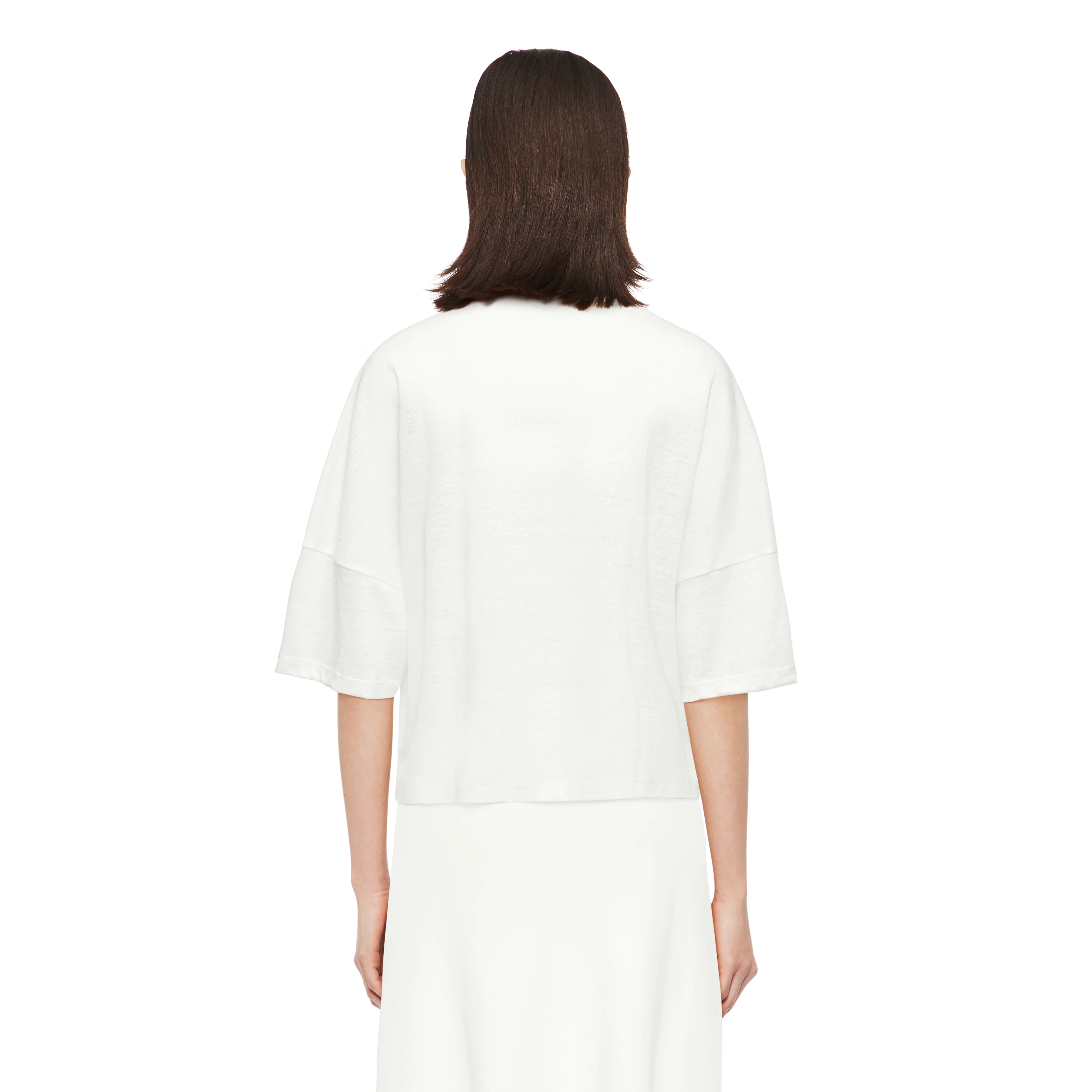 KUSIA - Cropped T-shirt in linen - women - off white - Rückansicht