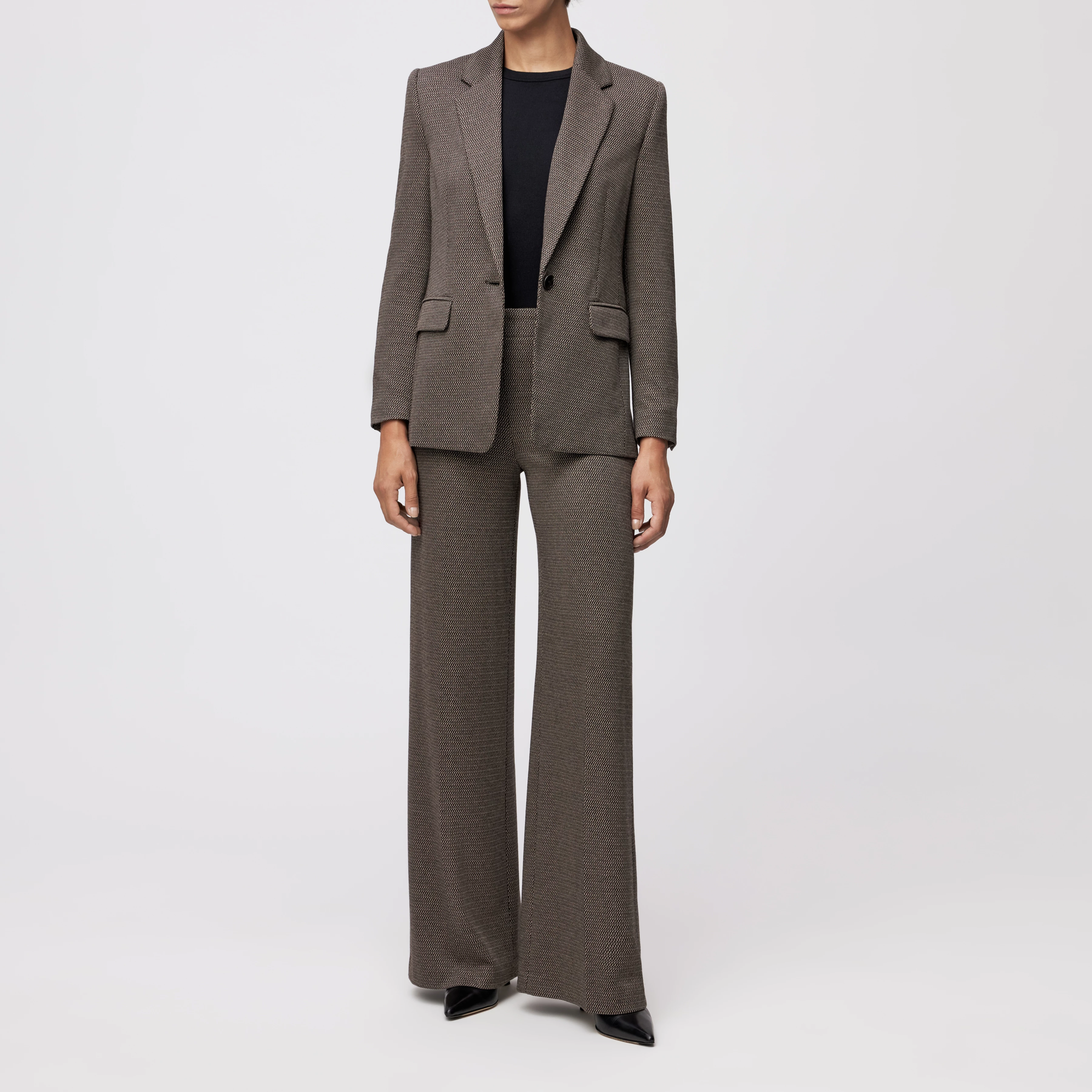 BEFORE - Marlenehose in Jacquard - Damen - braun - Ganzkörper-Frontansicht