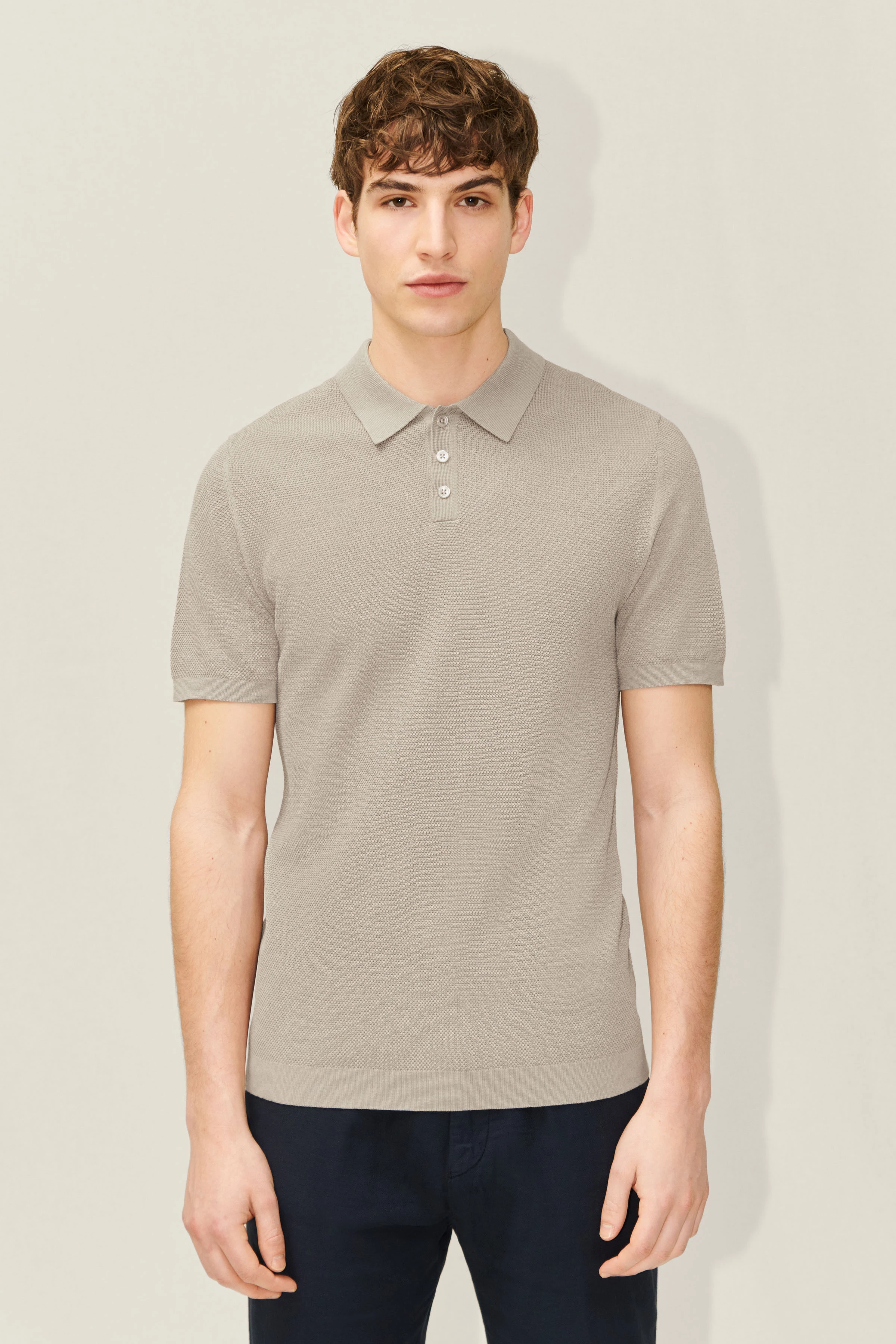 TRITON - Polo in Jaquardstrick - Herren - braun - Frontansicht