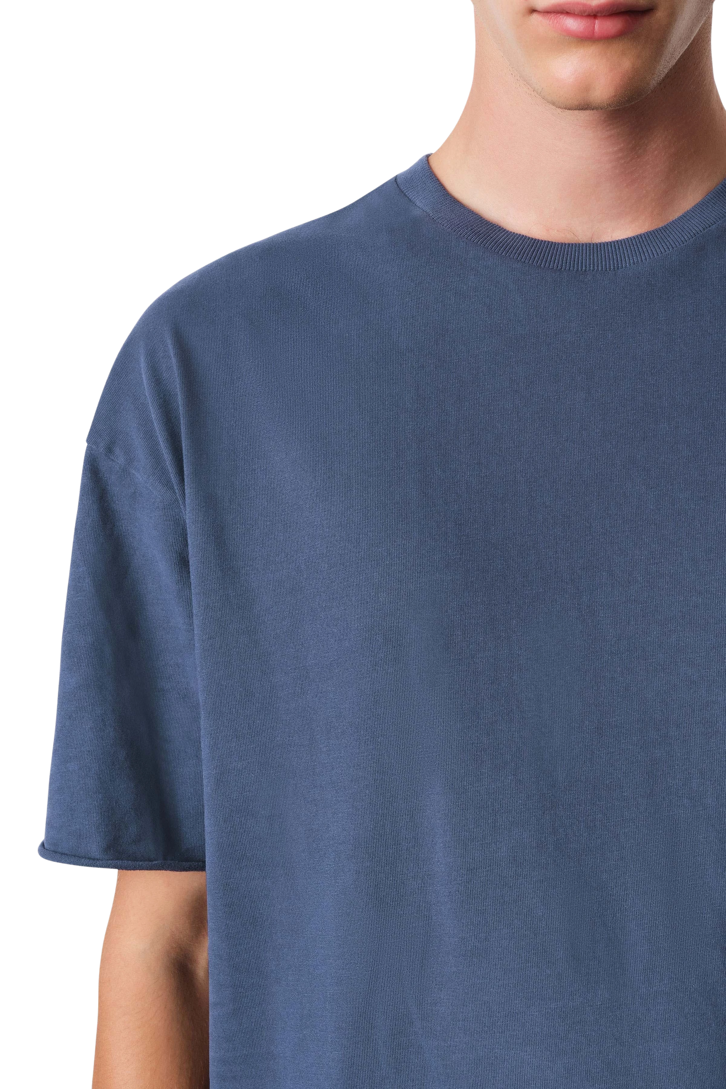 EROS - washed look t-shirt with rolled edge - men - blue - Seitenansicht